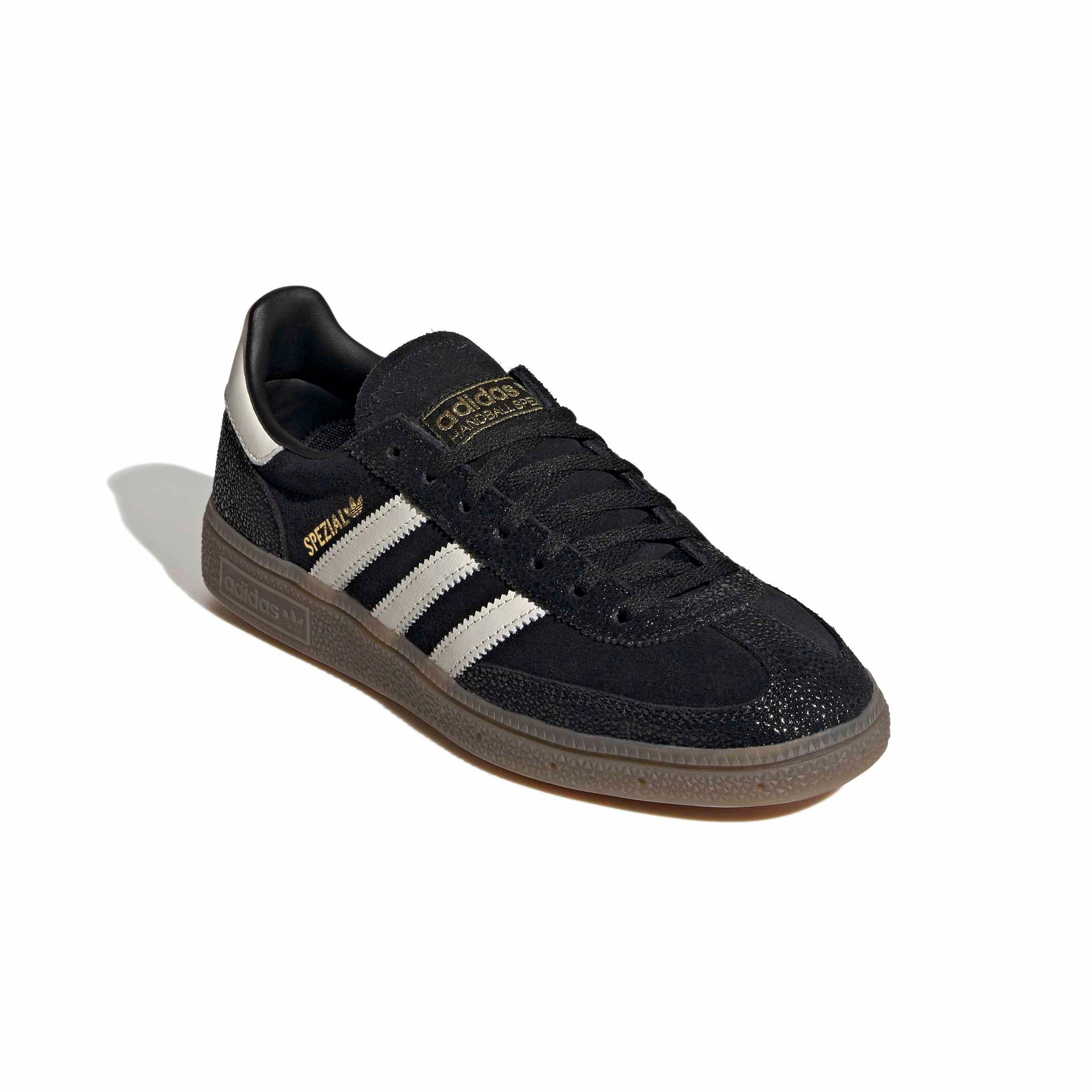 adidas Originals Handball Spezial "Core Black/Cloud White/Gold Metallic" Women's Shoe - BLACK/WHITE/GOLD
