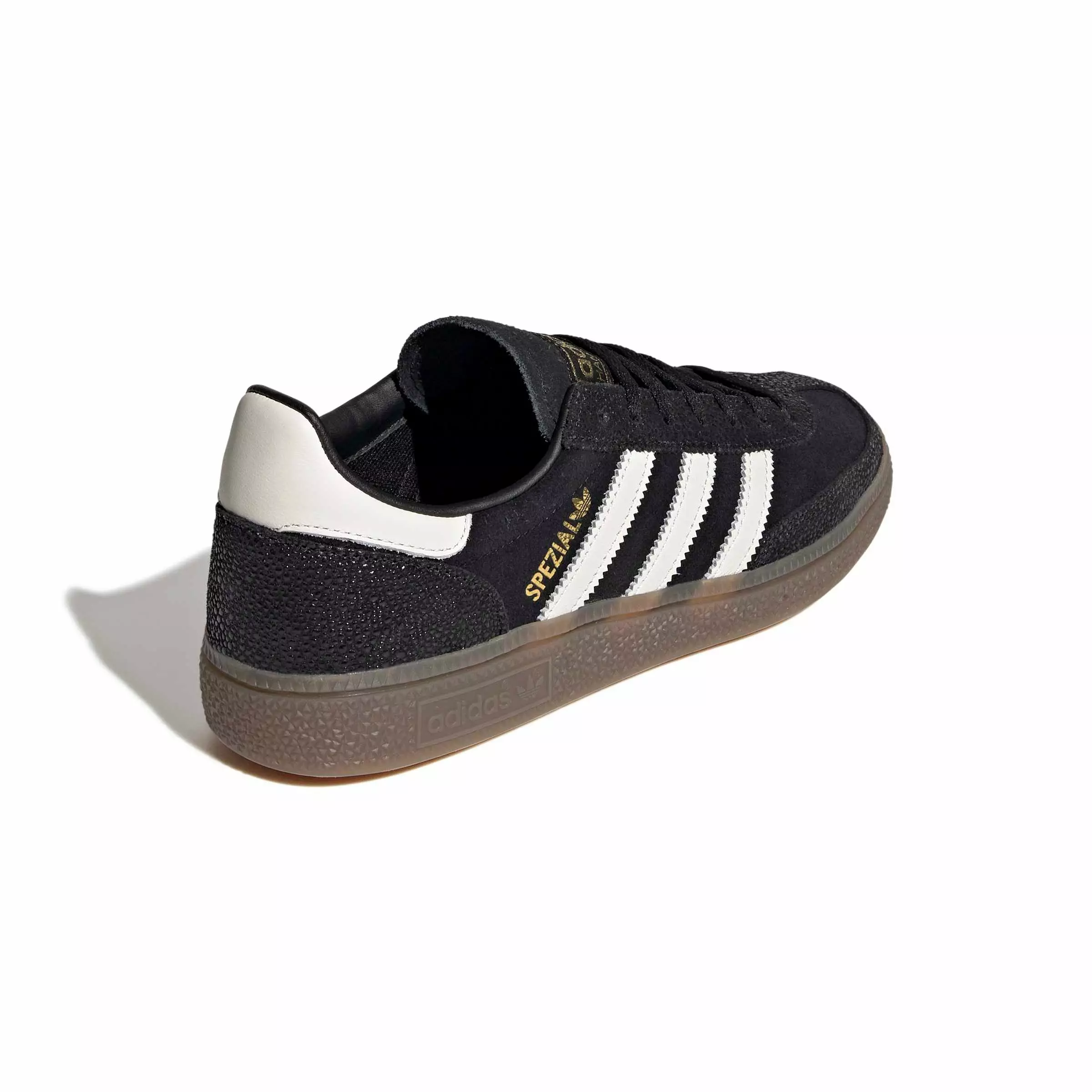 adidas Originals Handball Spezial "Core Black/Cloud White/Gold Metallic" Women's Shoe - BLACK/WHITE/GOLD