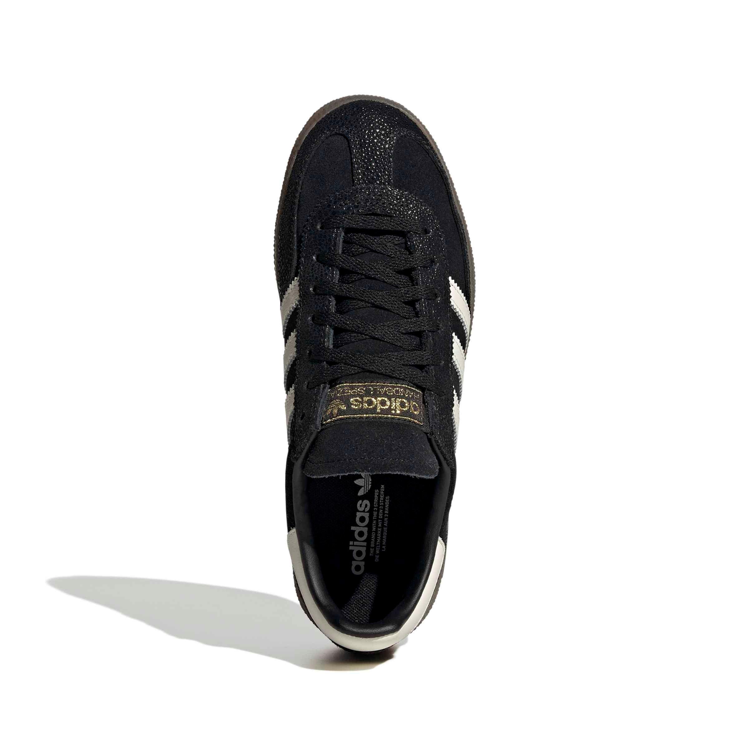 adidas Originals Handball Spezial "Core Black/Cloud White/Gold Metallic" Women's Shoe - BLACK/WHITE/GOLD