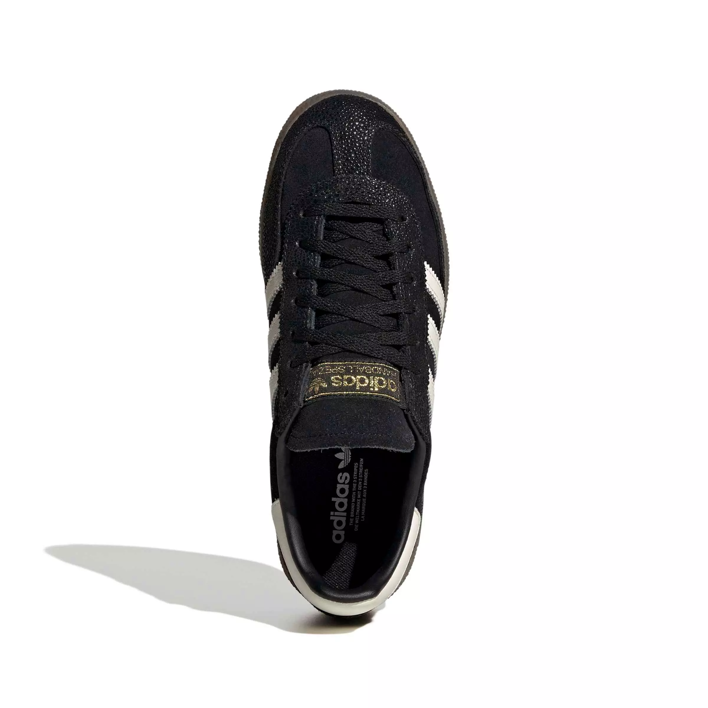 adidas Originals Handball Spezial "Core Black/Cloud White/Gold Metallic" Women's Shoe - BLACK/WHITE/GOLD