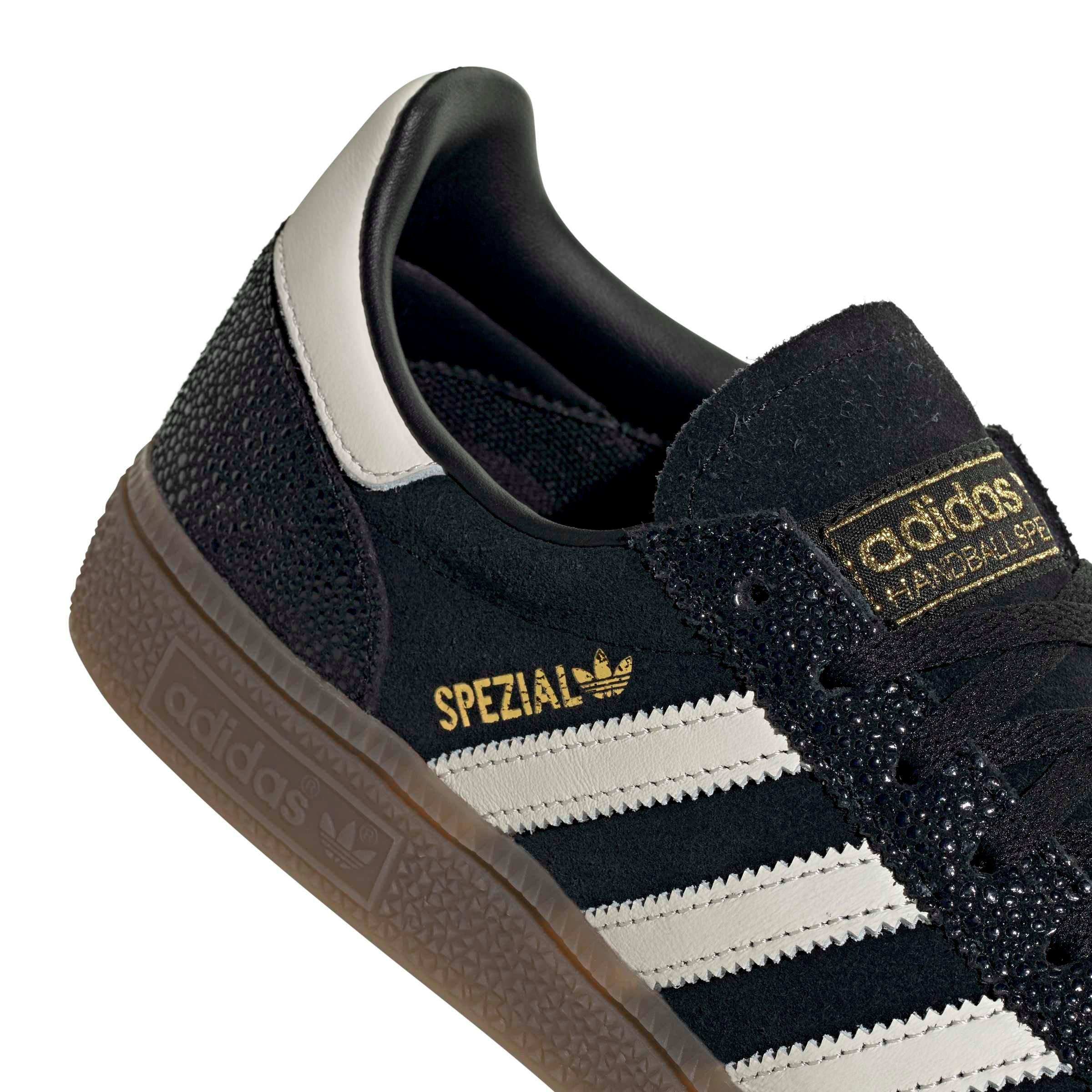 adidas Originals Handball Spezial "Core Black/Cloud White/Gold Metallic" Women's Shoe - BLACK/WHITE/GOLD