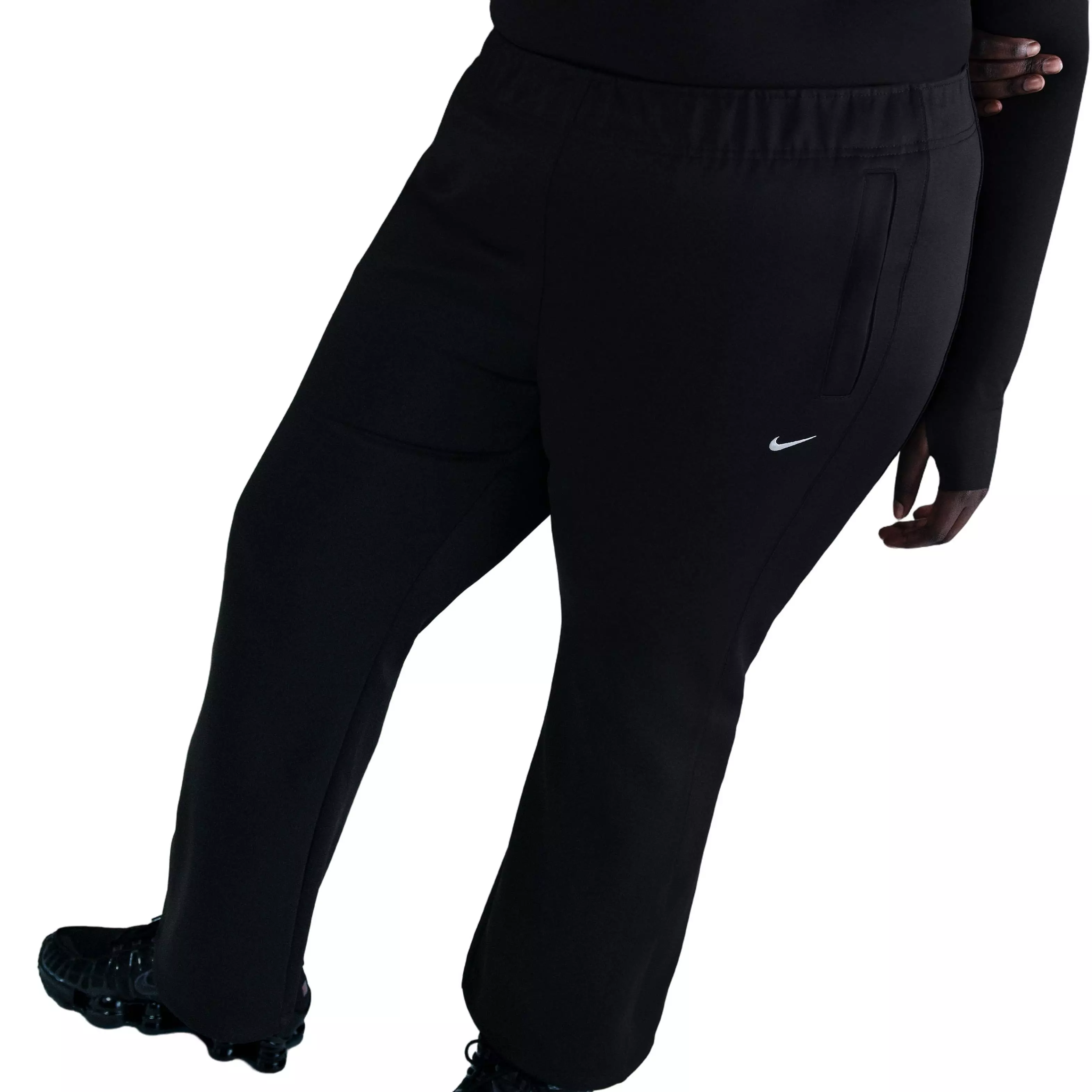 Nike Women's Sportswear Windrunner Mid-Rise Slim Knit Pants-Black - BLACK