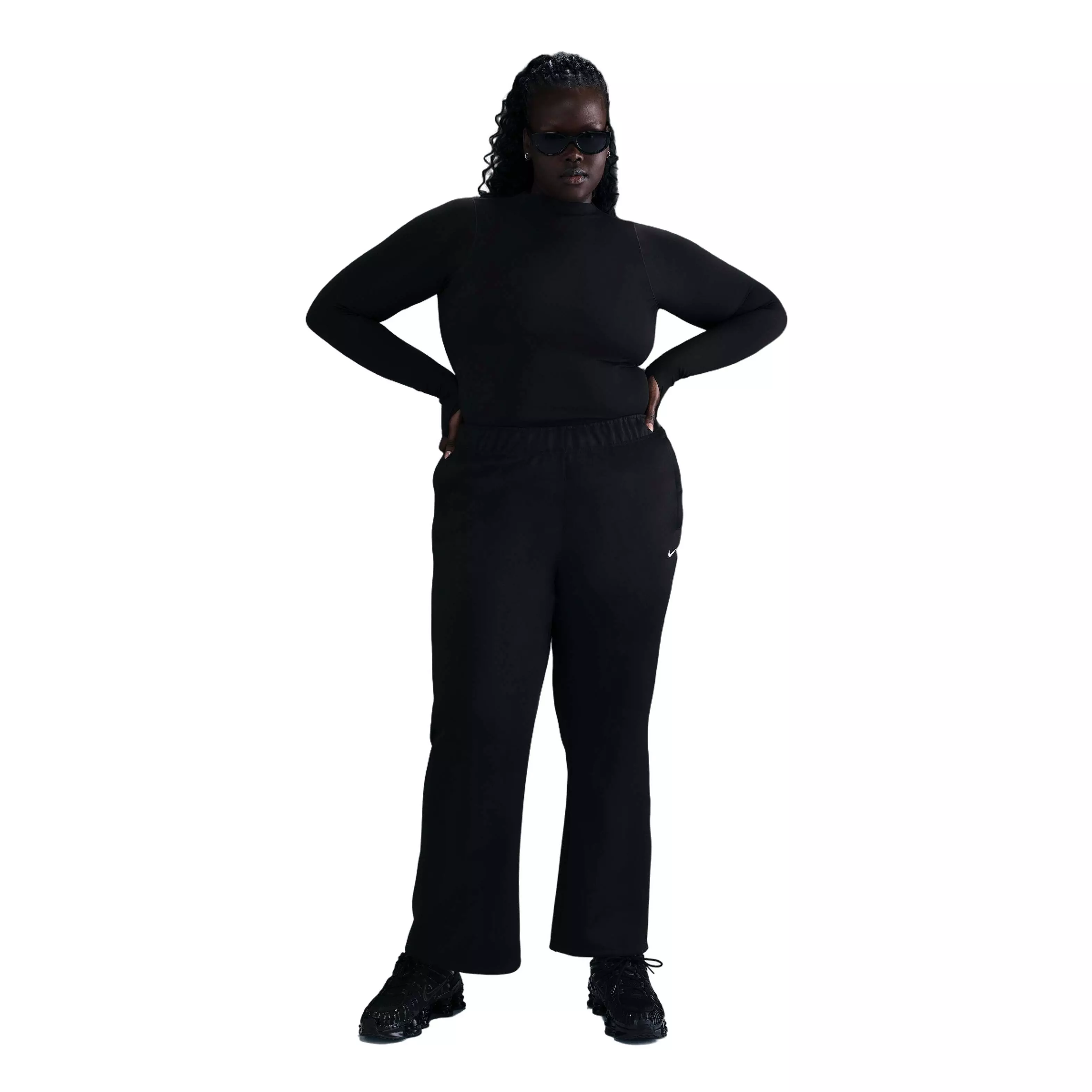 Nike Women's Sportswear Windrunner Mid-Rise Slim Knit Pants-Black - BLACK