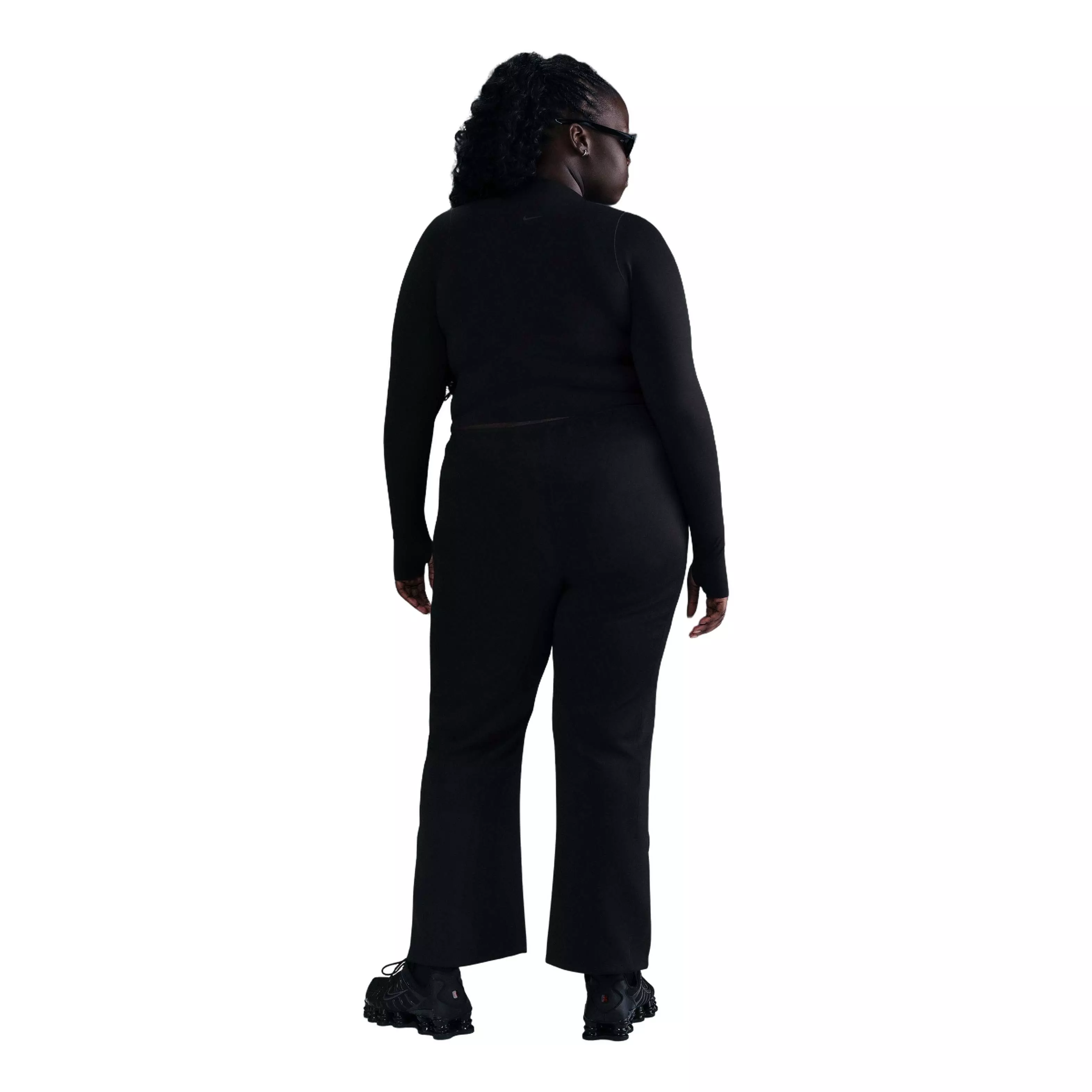 Nike Women's Sportswear Windrunner Mid-Rise Slim Knit Pants-Black - BLACK