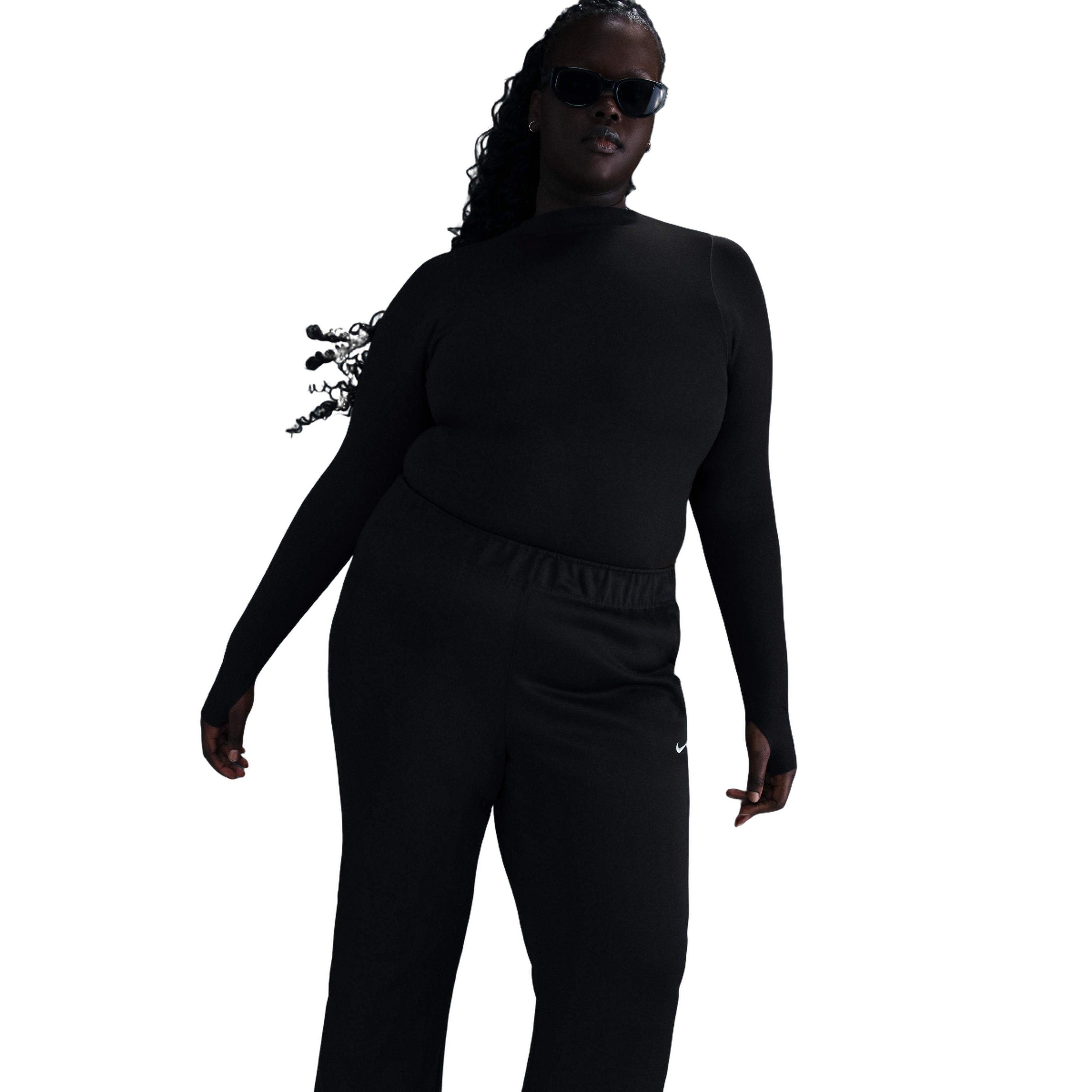 Nike Women's Sportswear Windrunner Mid-Rise Slim Knit Pants-Black - BLACK Thumbnail View 5