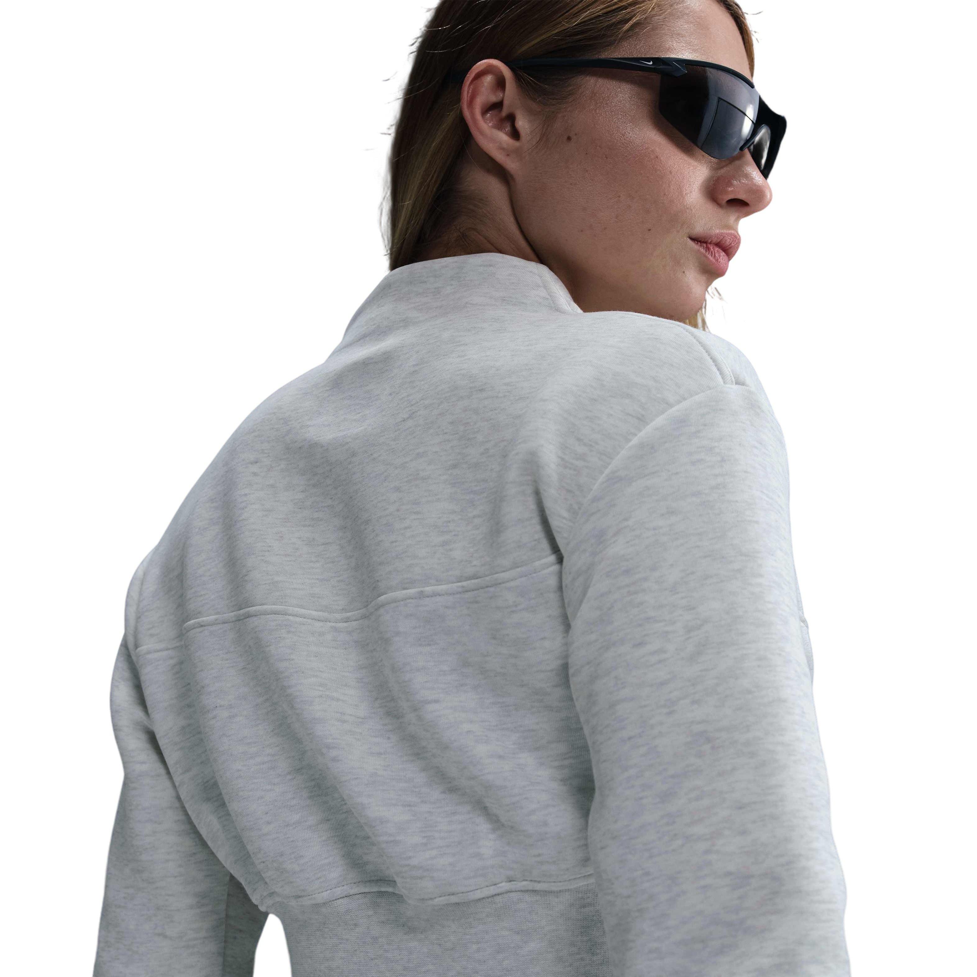 Nike Women's Sportswear Tech Fleece Cropped 1/2-Zip Top-White - GREY Thumbnail View 2