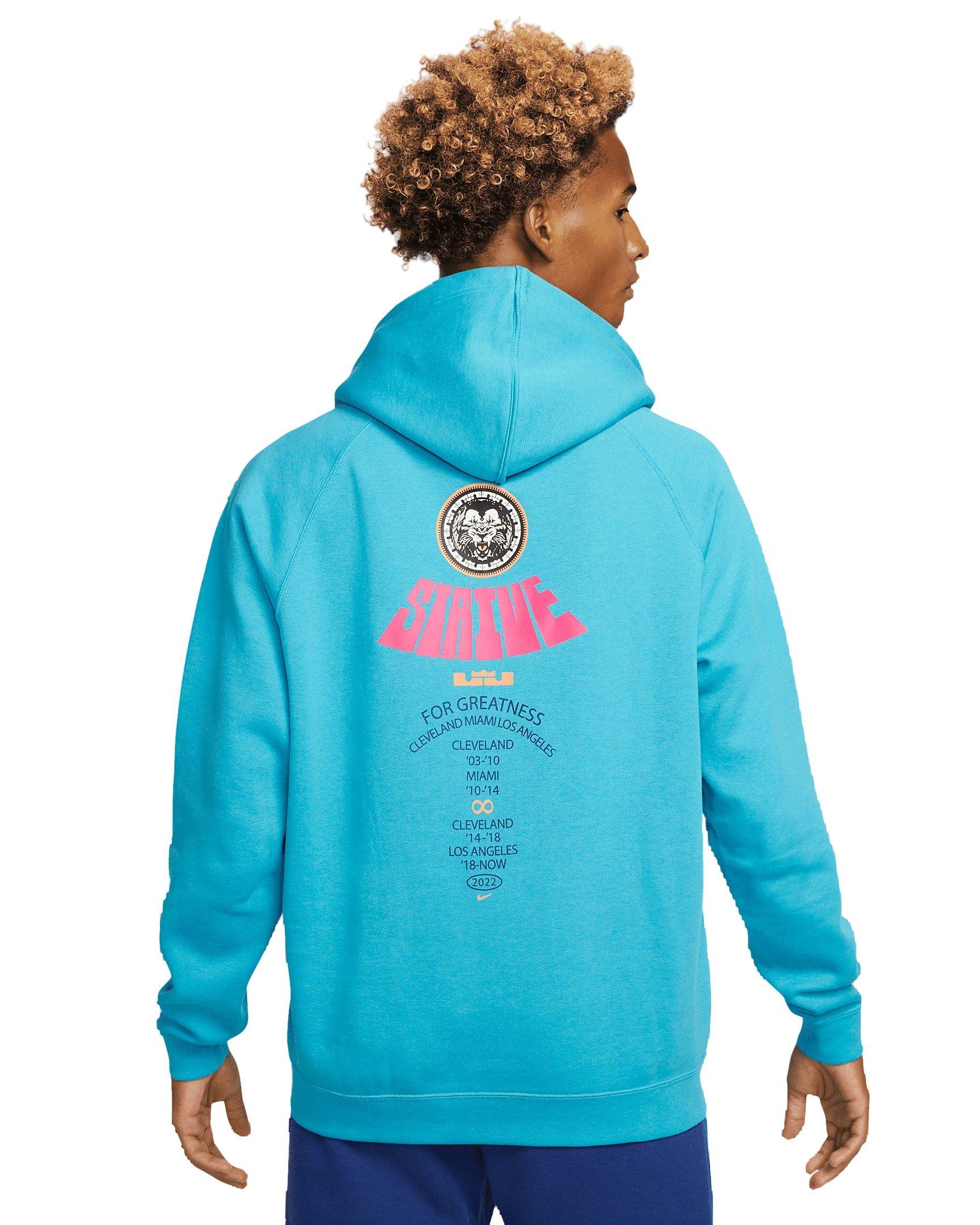 Nike Men's LeBron James Pullover Basketball Hoodie - BLUE Thumbnail View 2