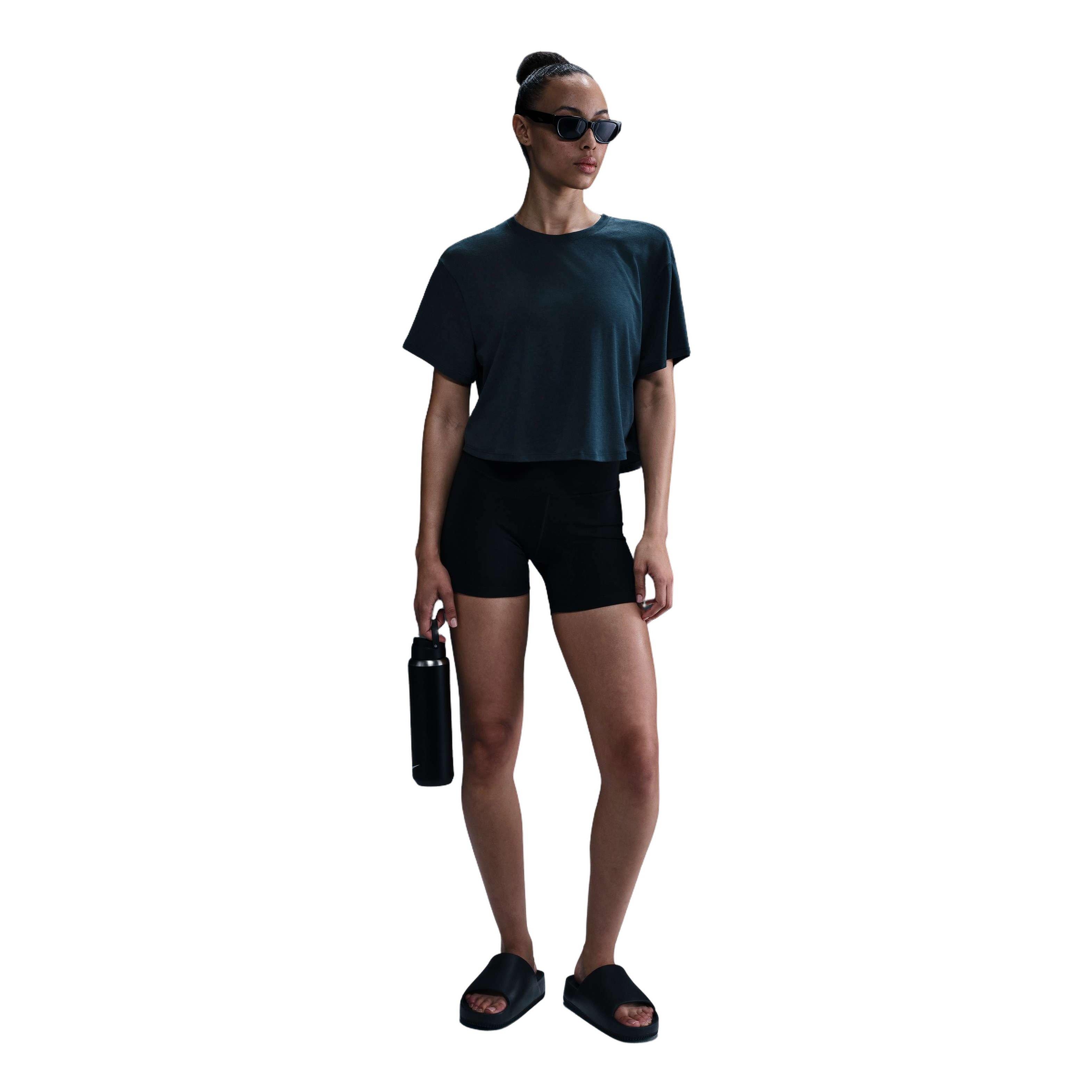 Nike Women's One Relaxed Dri-FIT Cropped Short-Sleeve Top-Blue - BLUE Thumbnail View 4