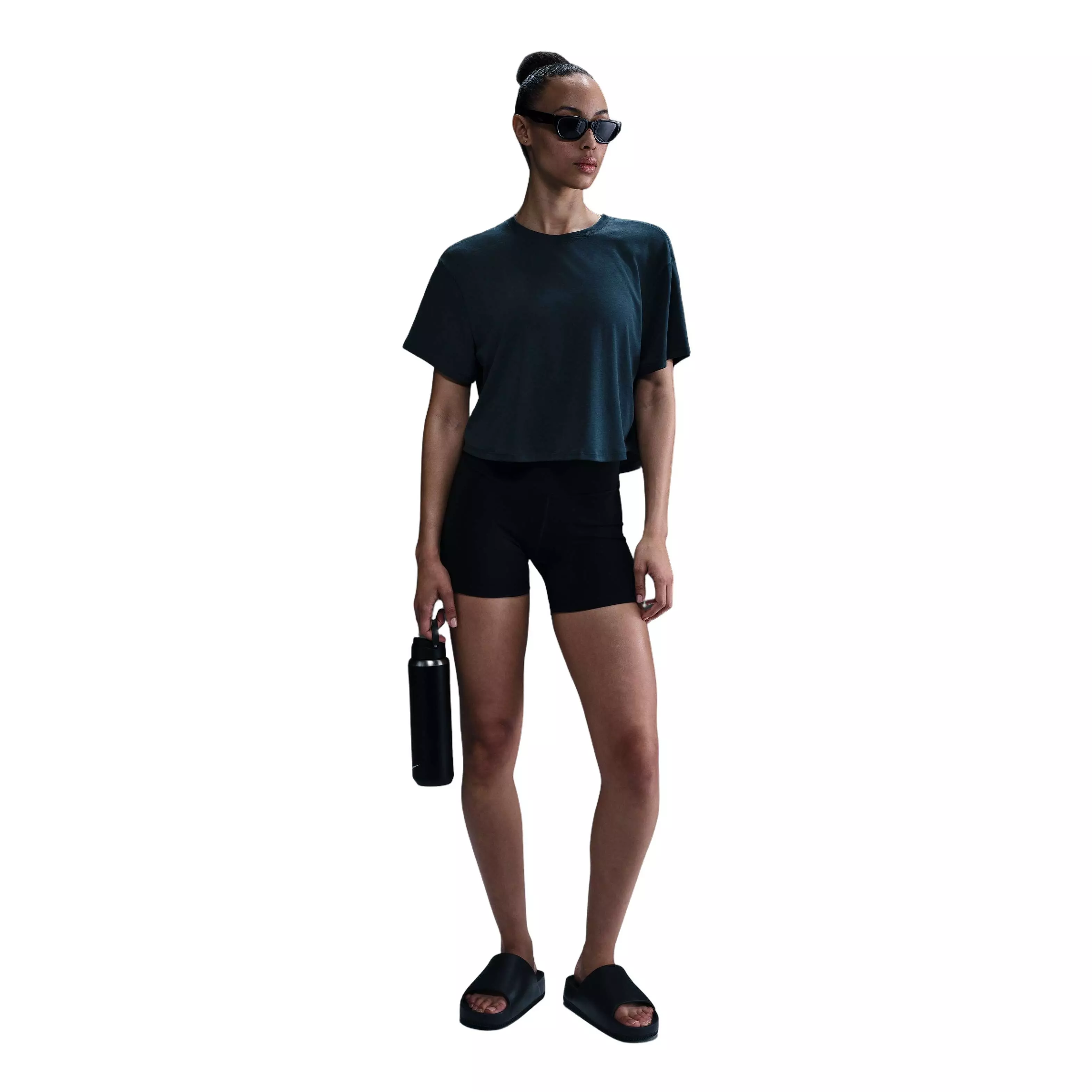 Nike Women's One Relaxed Dri-FIT Cropped Short-Sleeve Top-Blue - BLUE