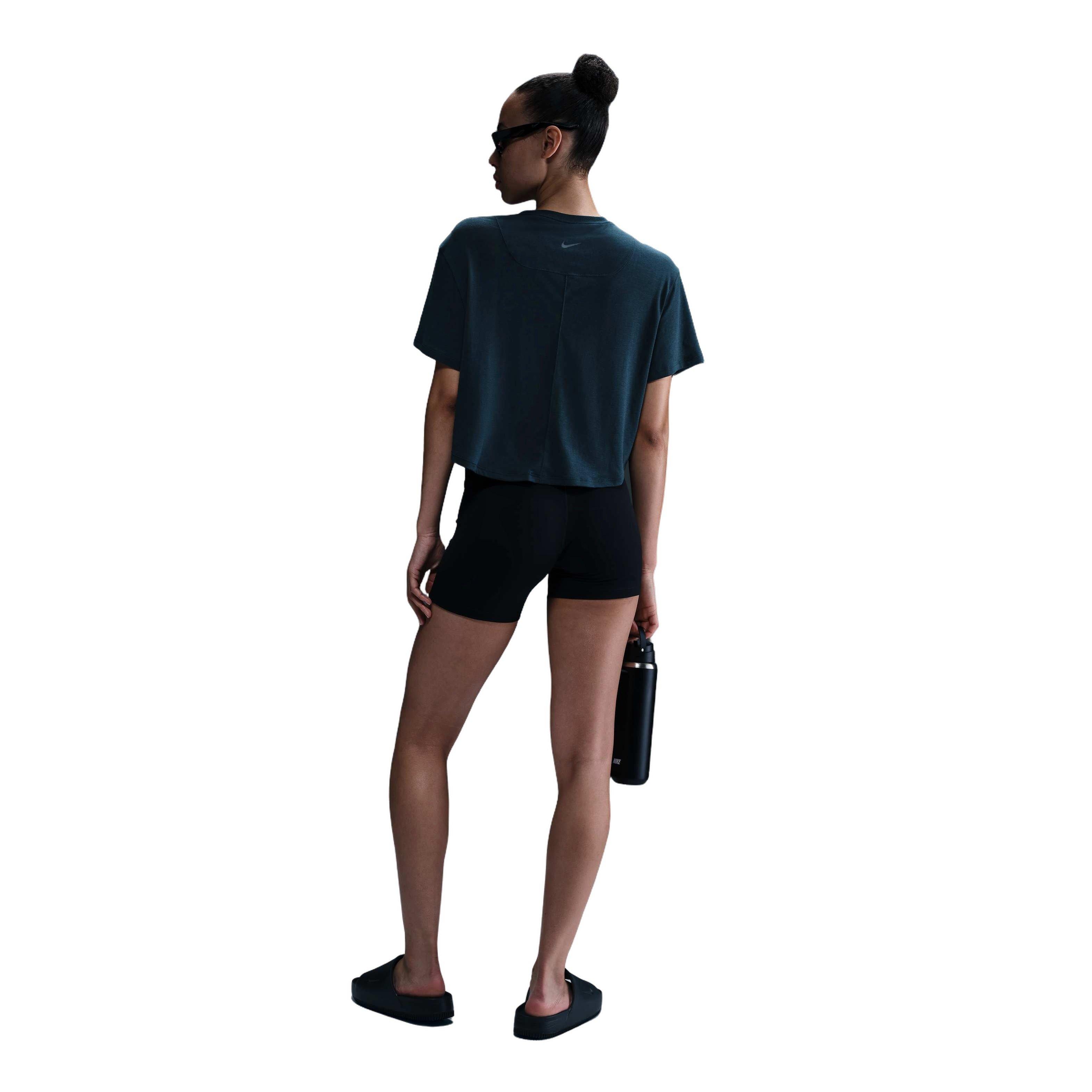 Nike Women's One Relaxed Dri-FIT Cropped Short-Sleeve Top-Blue - BLUE Thumbnail View 5