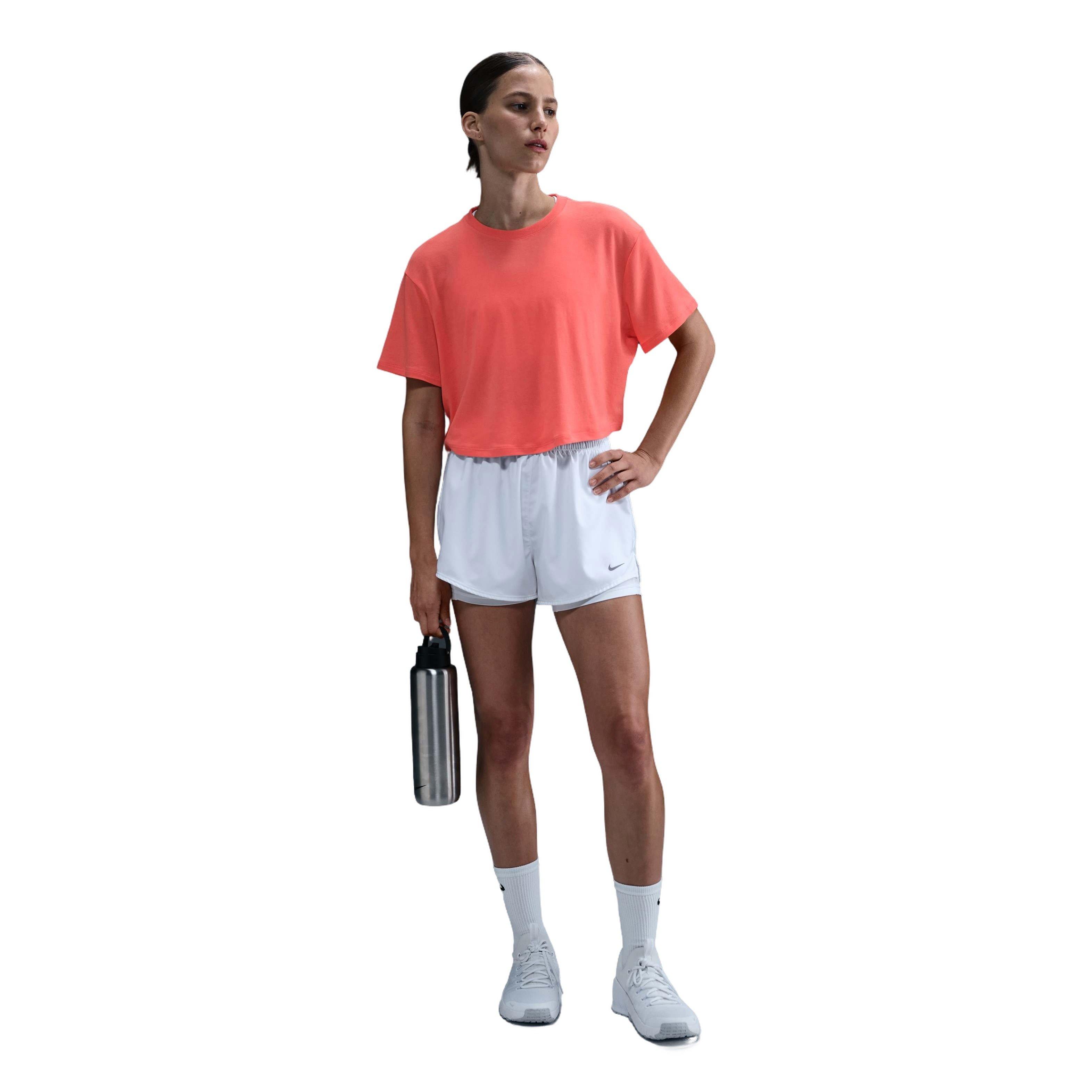 Nike Women's One Relaxed Dri-FIT Cropped Short-Sleeve Top-Orange - ORANGE Thumbnail View 4