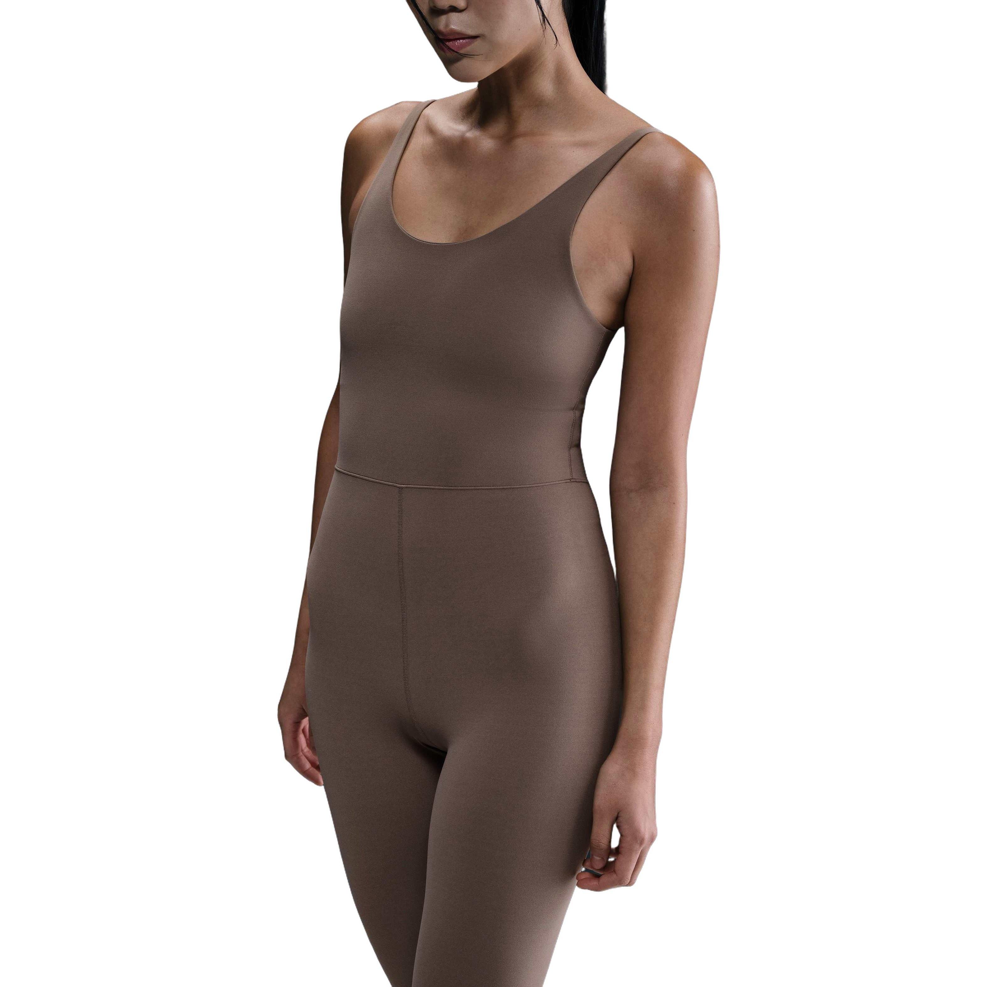 Nike Women's Zenvy Dri-FIT 7/8 Bodysuit-Brown - BROWN Thumbnail View 1