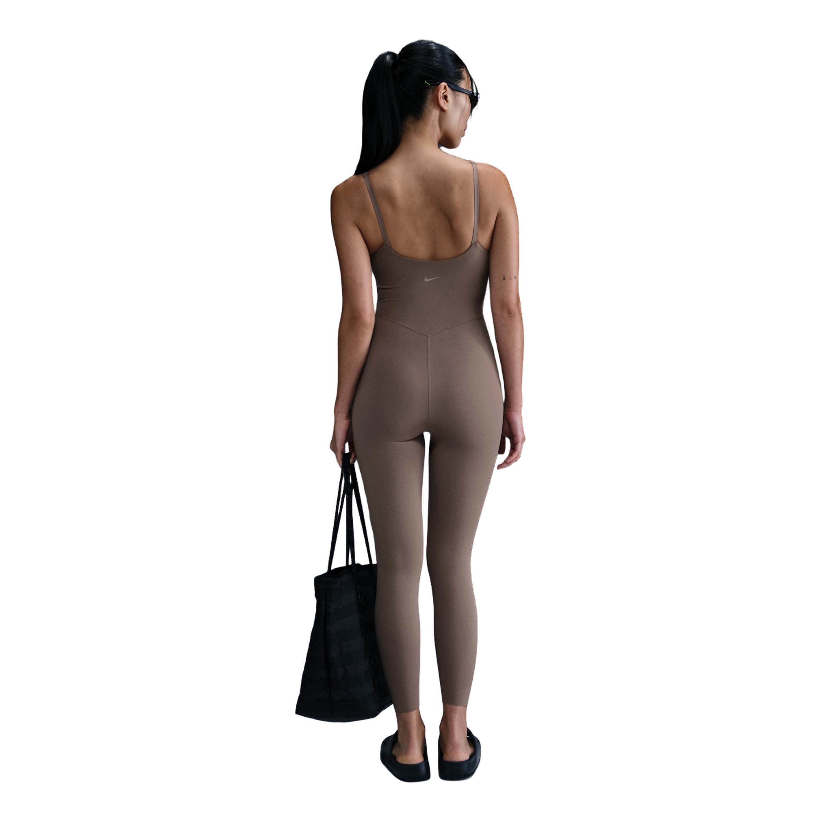 Nike Women's Zenvy Dri-FIT 7/8 Bodysuit-Brown - BROWN Thumbnail View 4