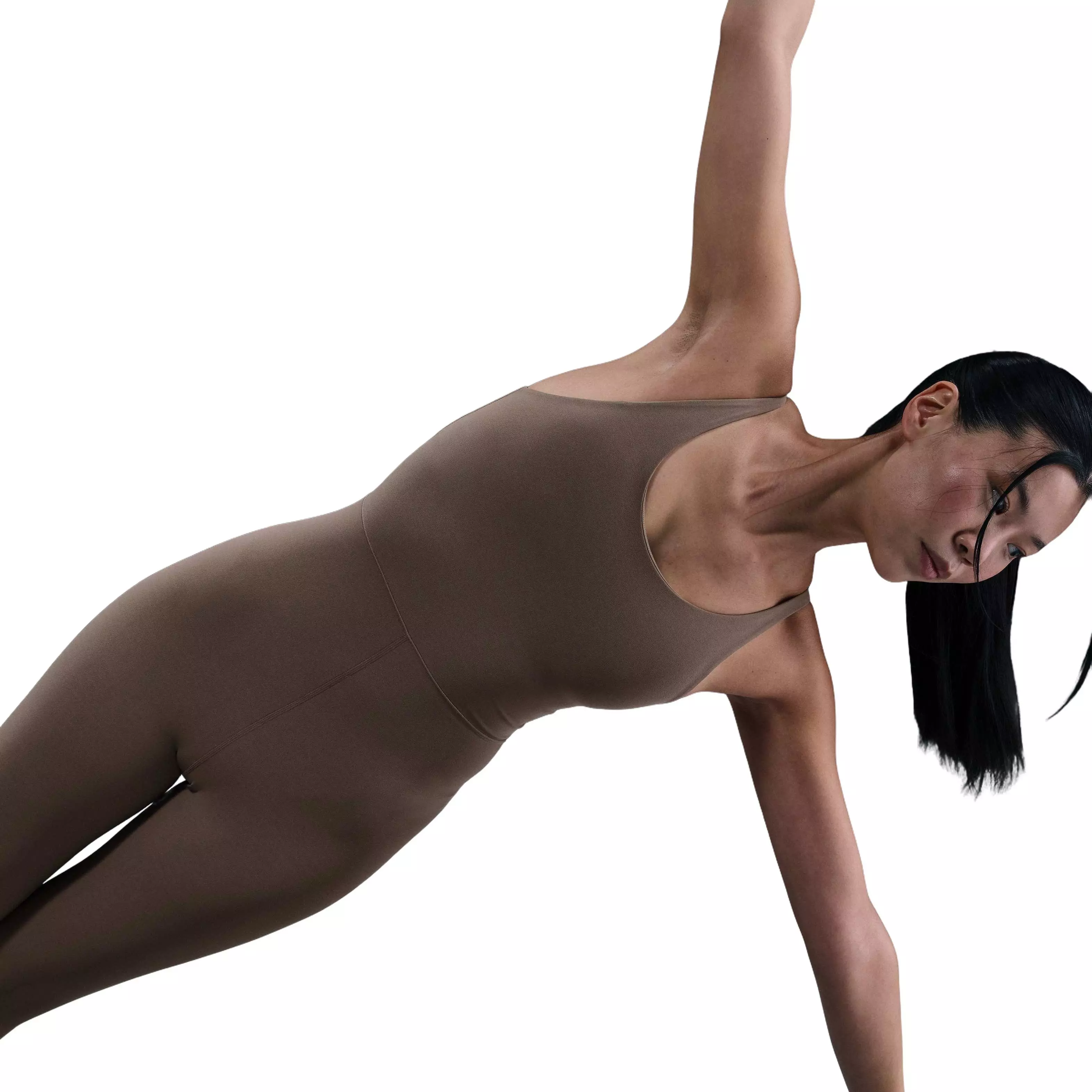 Nike Women's Zenvy Dri-FIT 7/8 Bodysuit-Brown - BROWN