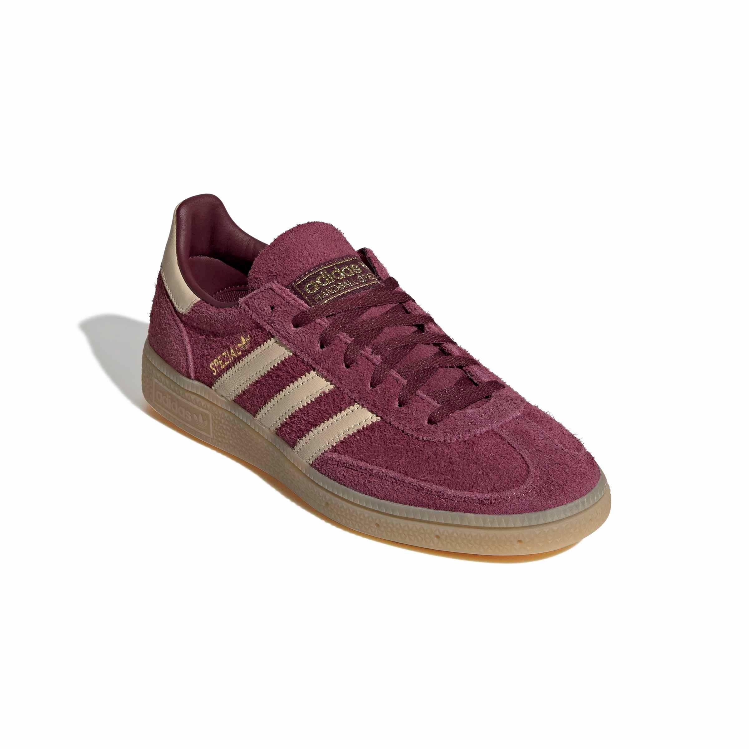 adidas Originals Handball Spezial "Maroon/Warm Vanilla/Gold Metallic" Women's Shoe - MAROON/VANILLA/GOLD