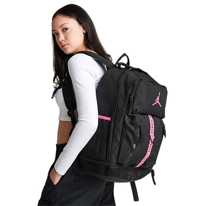 Black and pink sales jordan backpack