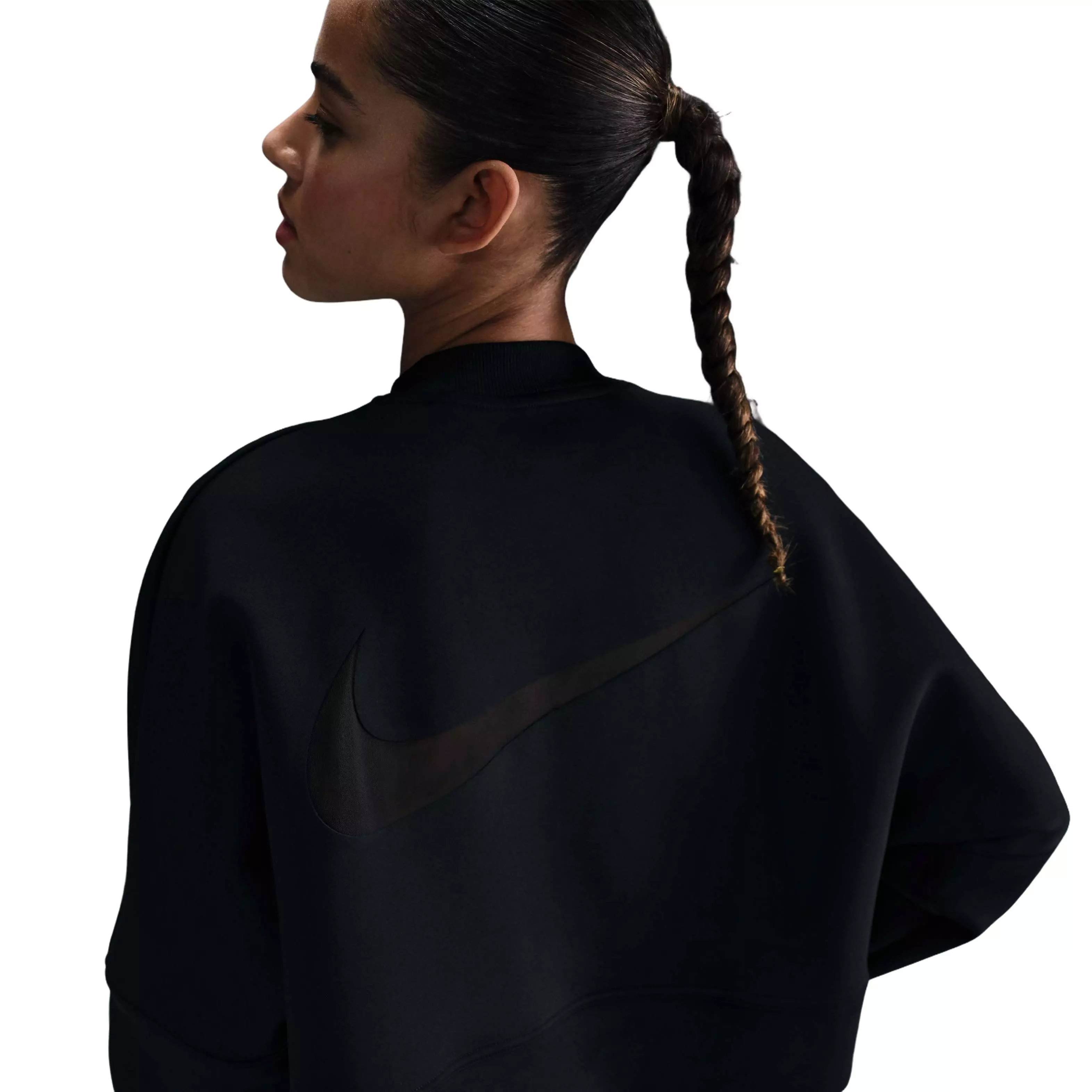 Nike Women's Prima Dri-FIT Oversized Crew-Neck Cropped Top-Black - BLACK