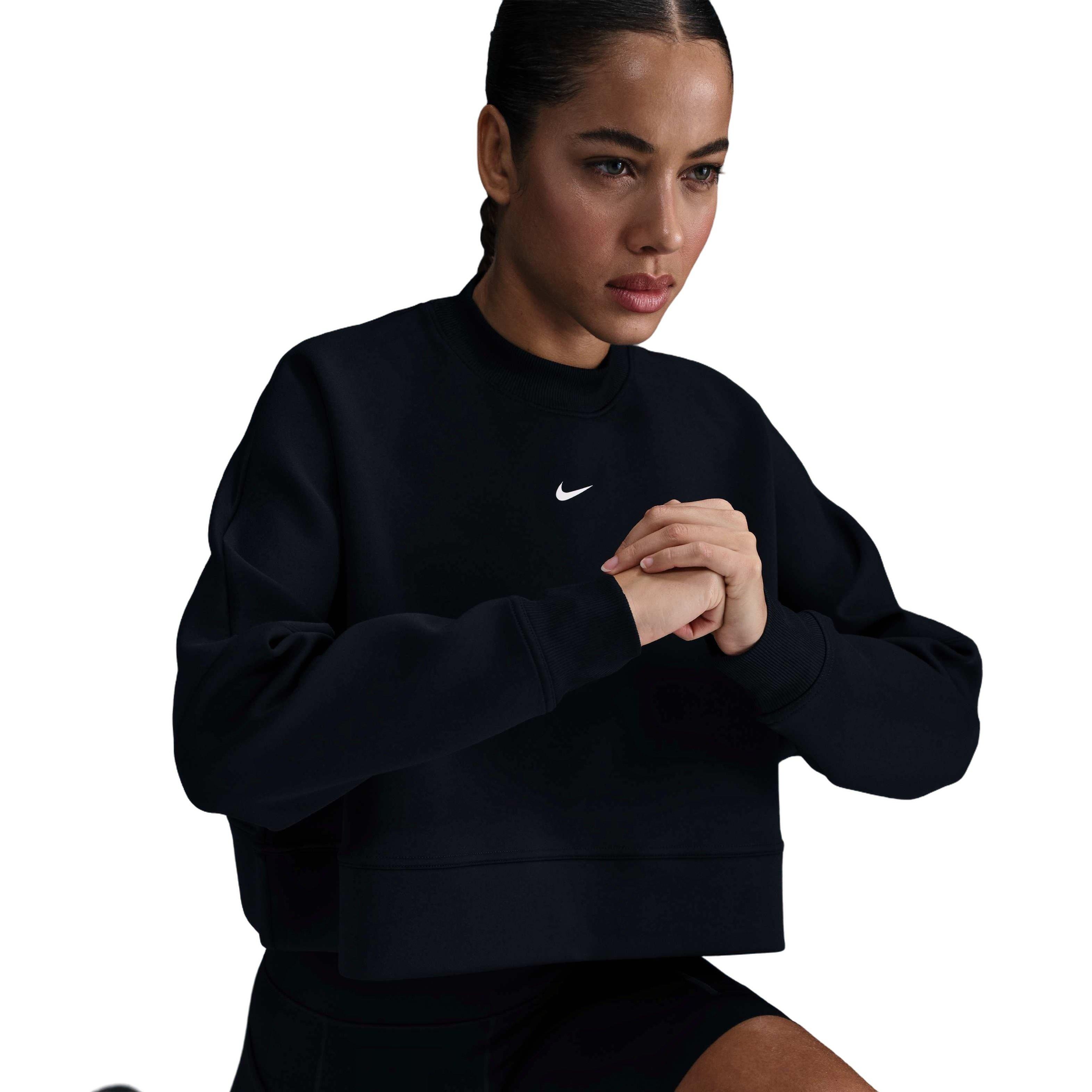 Nike Women's Prima Dri-FIT Oversized Crew-Neck Cropped Top-Black - BLACK Thumbnail View 3