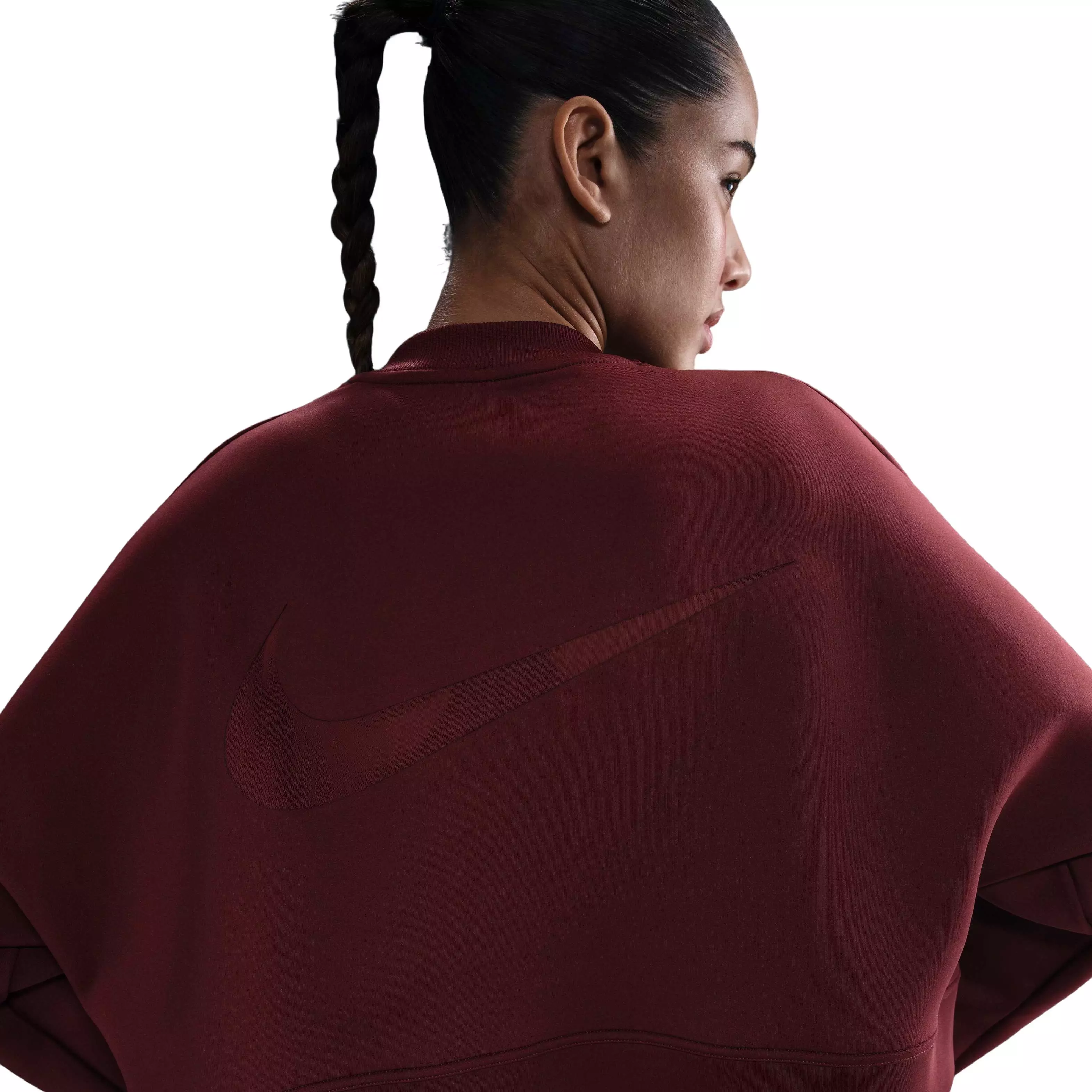 Nike Women's Prima Dri-FIT Oversized Crew-Neck Cropped Top-Red - RED