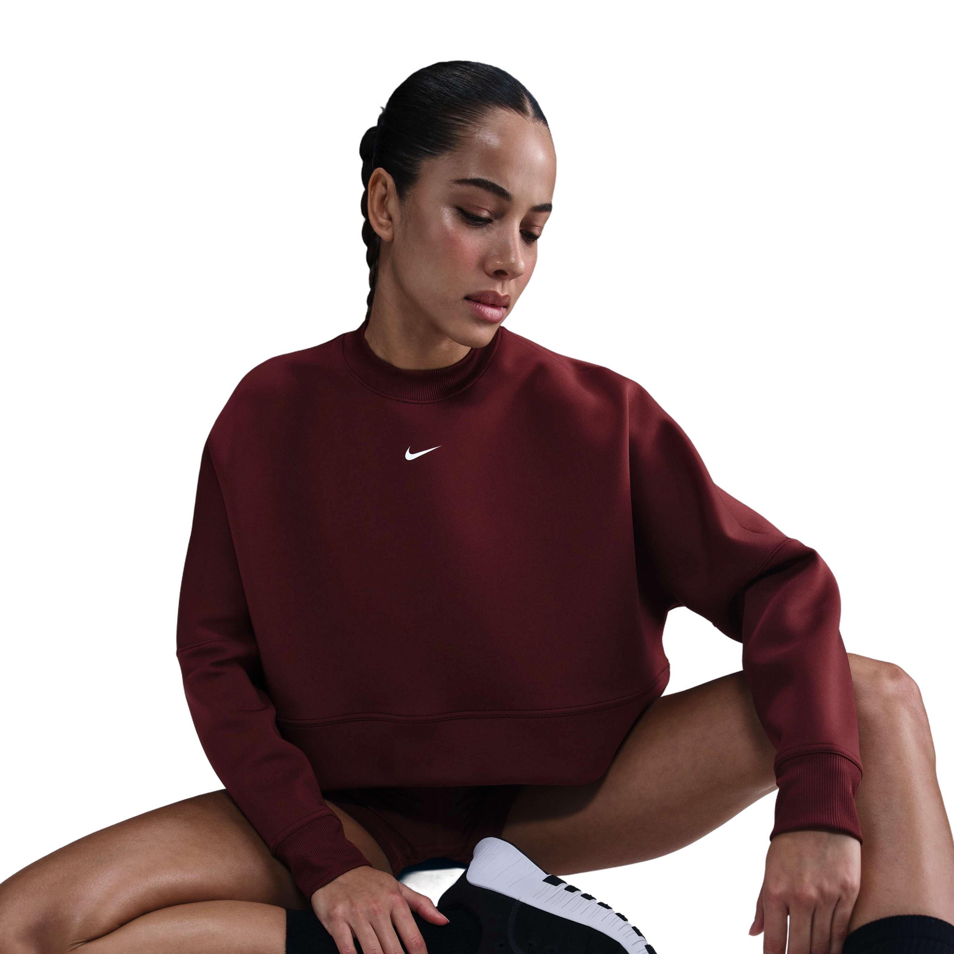 Nike Women's Prima Dri-FIT Oversized Crew-Neck Cropped Top-Red - RED Thumbnail View 3