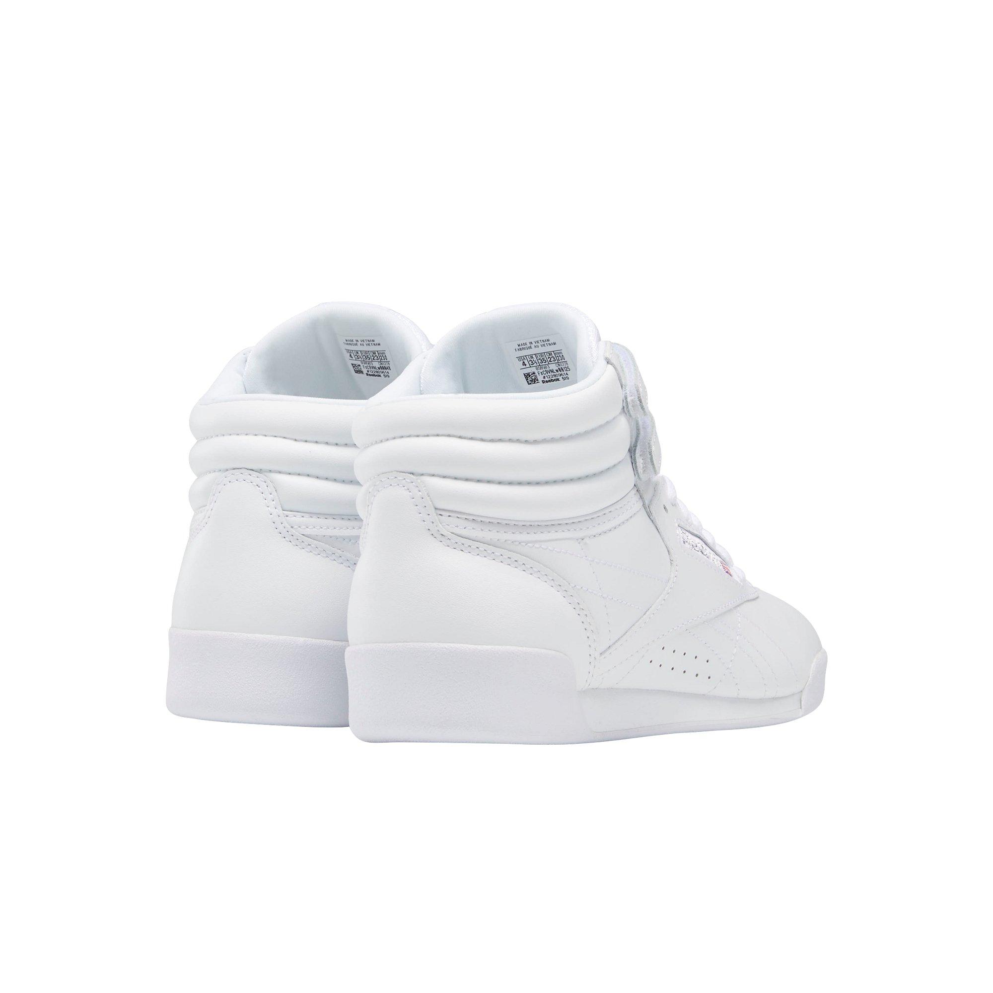 Reebok Freestyle Hi White/Silver Grade School Girls' Shoes
