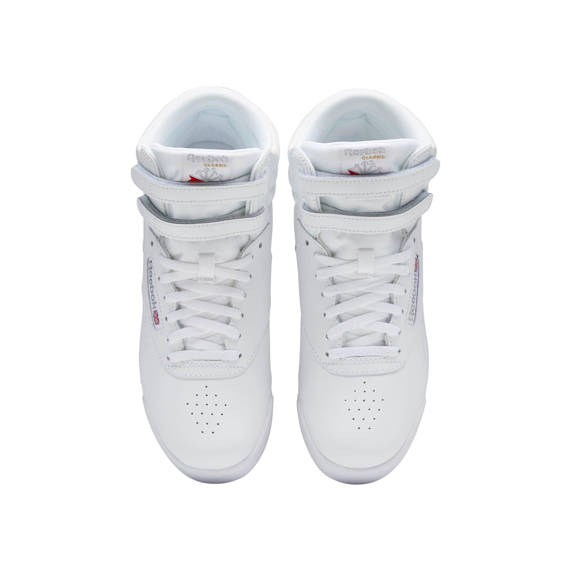 Reebok Freestyle Hi White/Silver Grade School Girls' Shoes