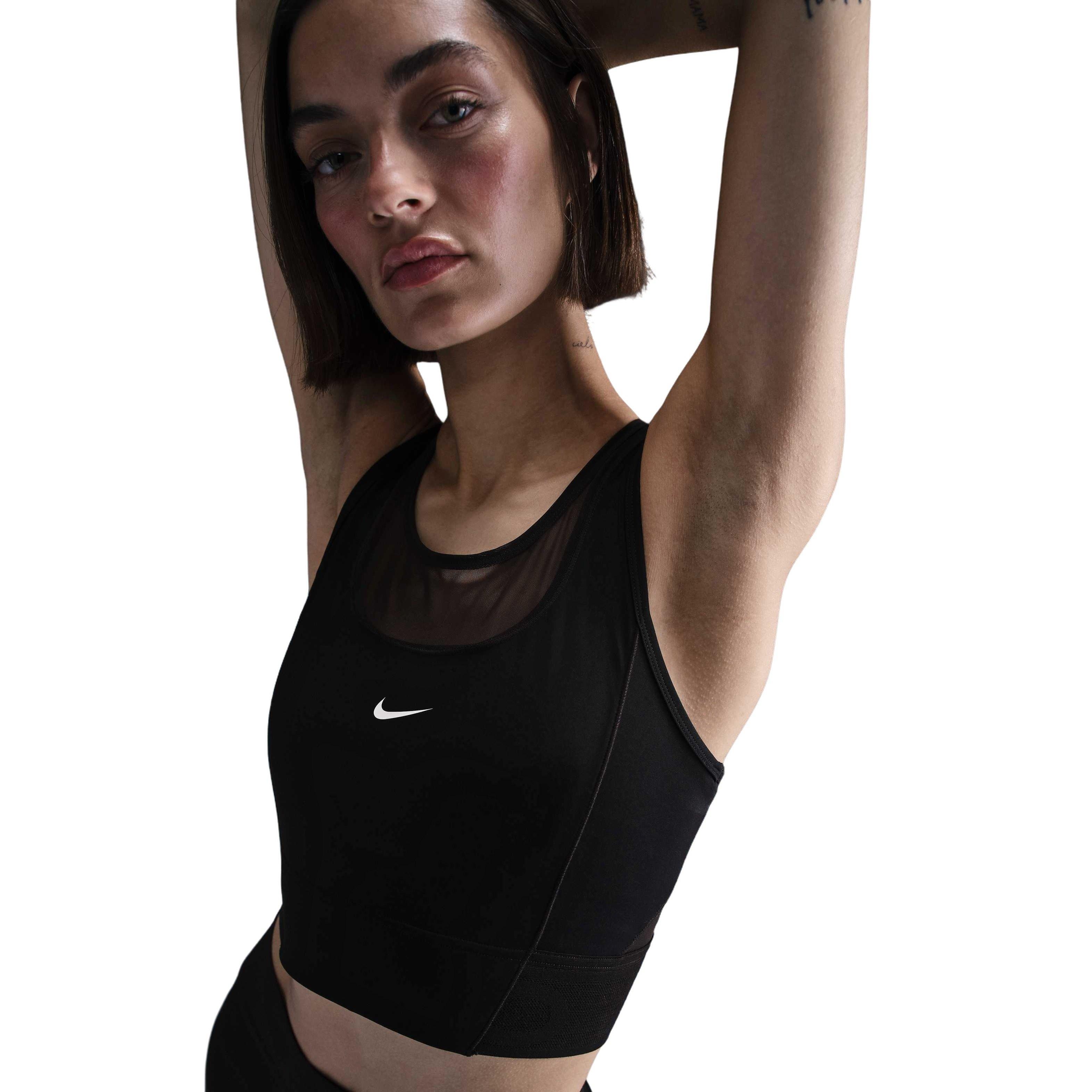 Nike Women's Pro Dri-FIT Cropped Tank Top - Black - BLACK Thumbnail View 1
