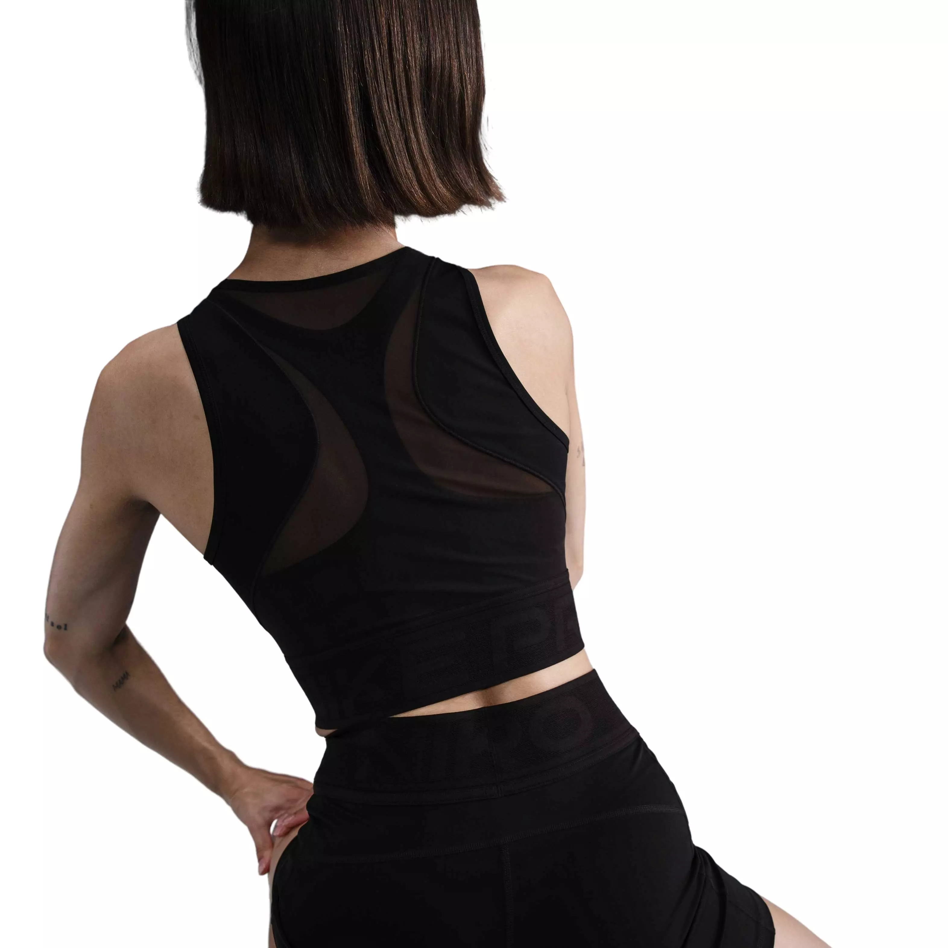 Nike Women's Pro Dri-FIT Cropped Tank Top-Black - BLACK