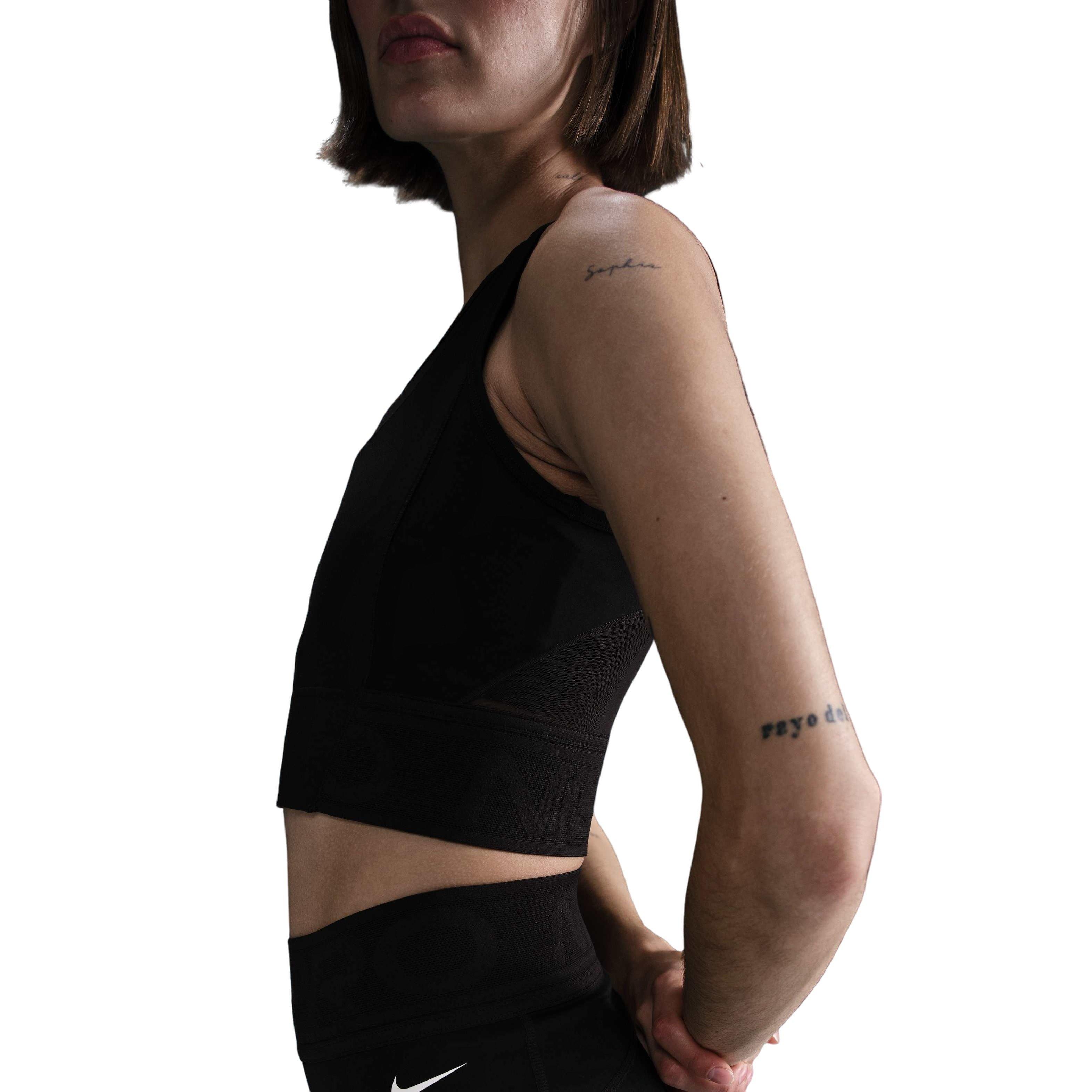 Nike Women's Pro Dri-FIT Cropped Tank Top-Black - BLACK Thumbnail View 3