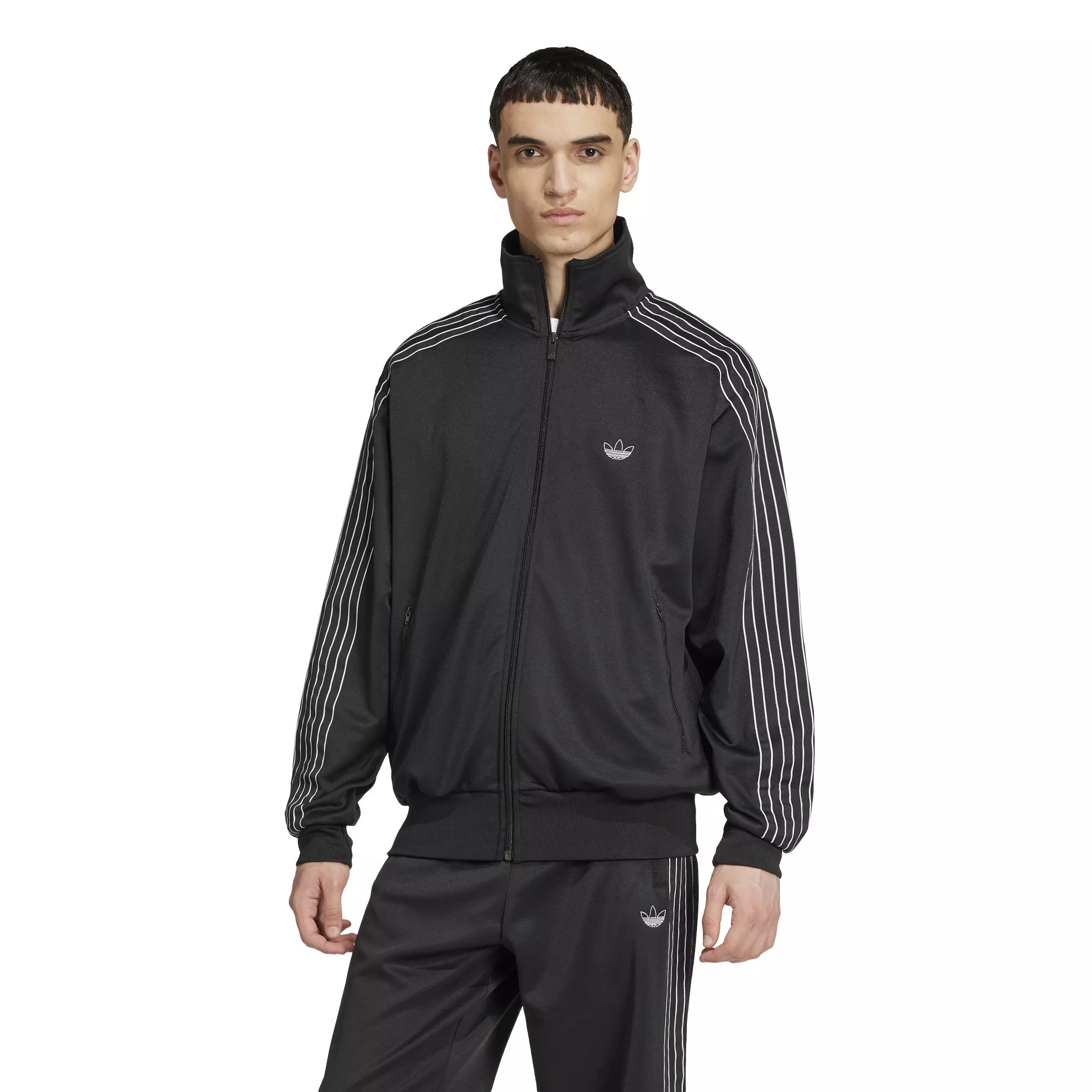 adidas Originals Men's Outlined Trefoil Firebird Track Top - Black - BLACK