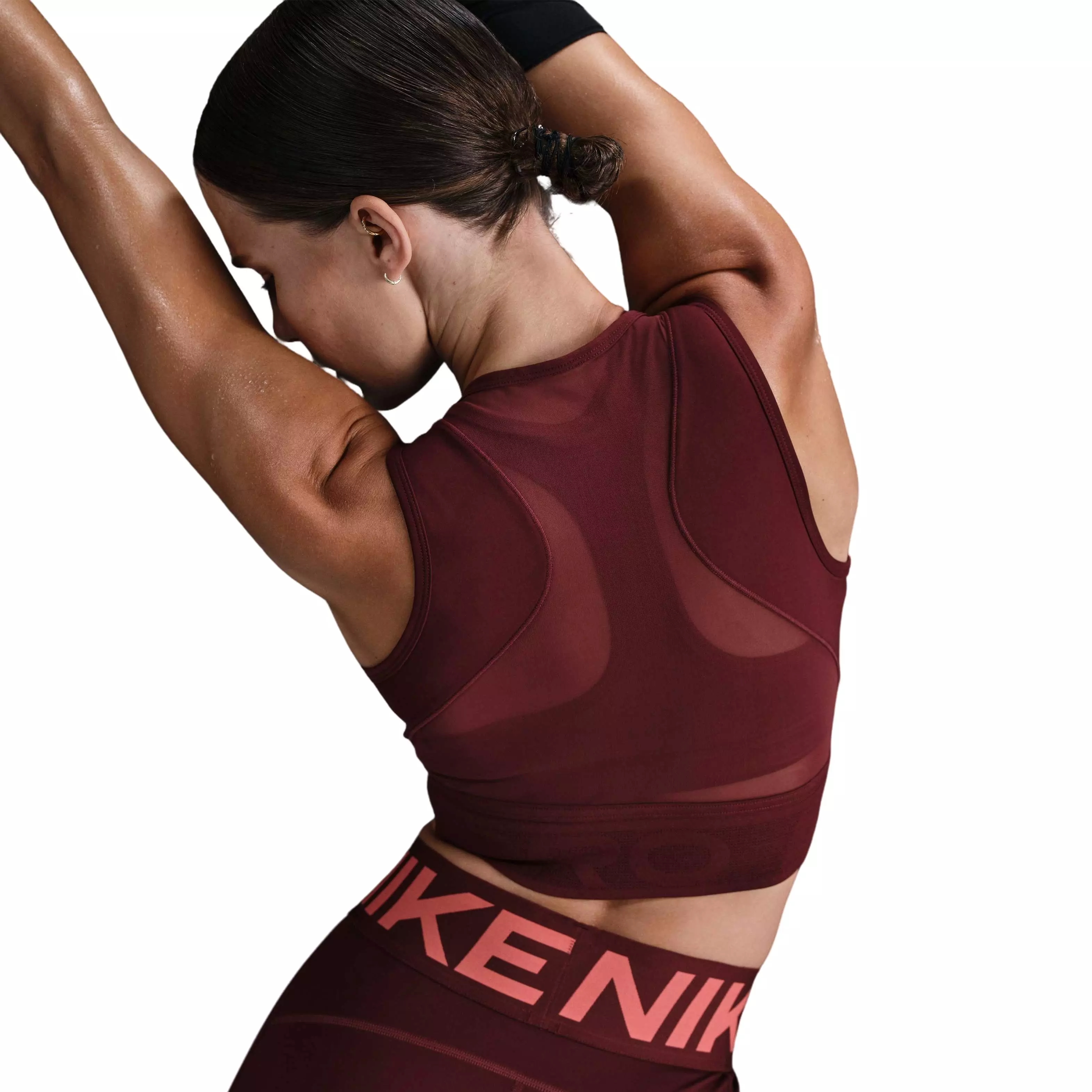 Nike Women's Pro Dri-FIT Cropped Tank Top-Red - RED