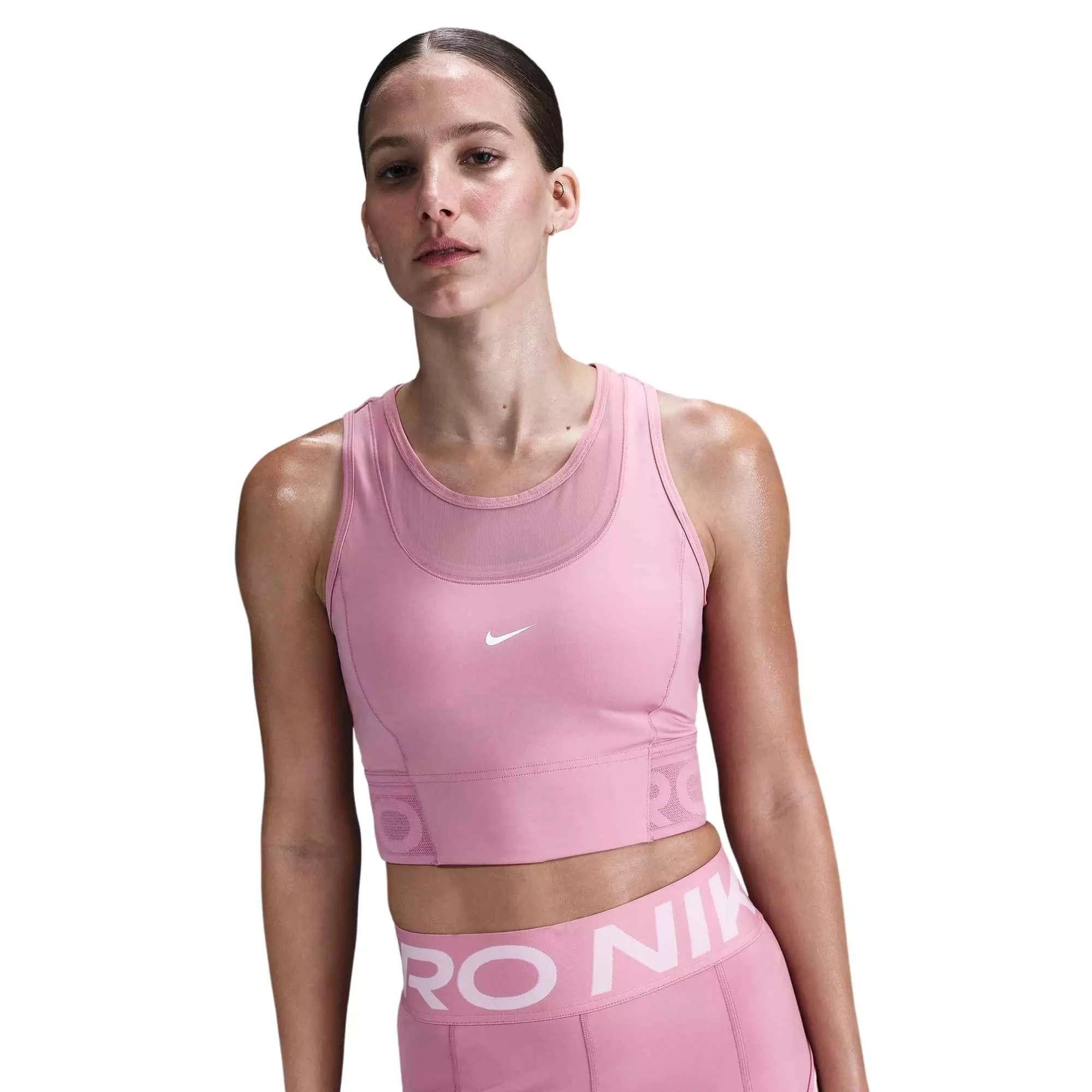 Nike Women's Pro Dri-FIT Cropped Tank Top-Pink - PINK