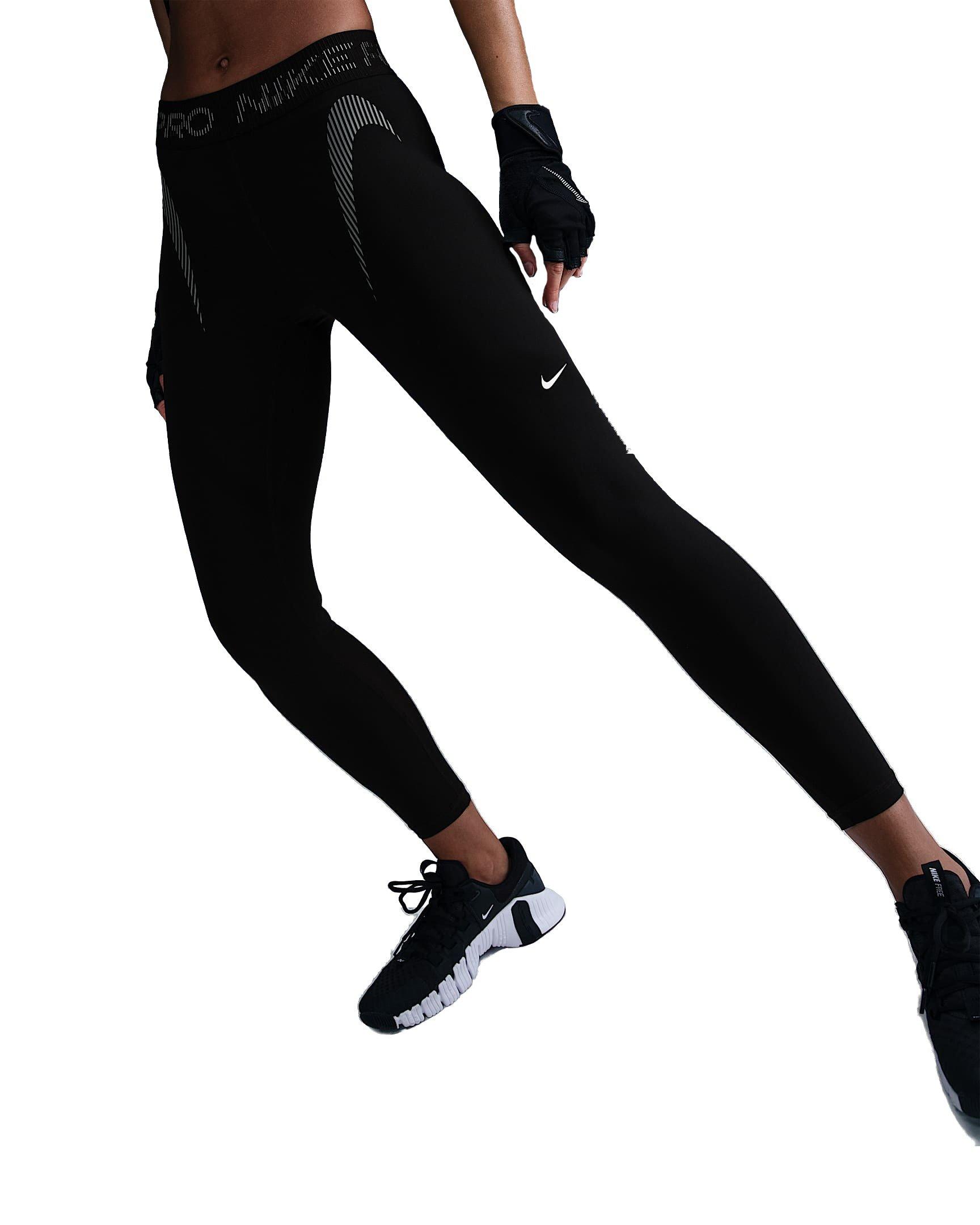 Nike Women's Pro Mid-Rise 7/8 Graphic Leggings - Black - BLACK Thumbnail View 1