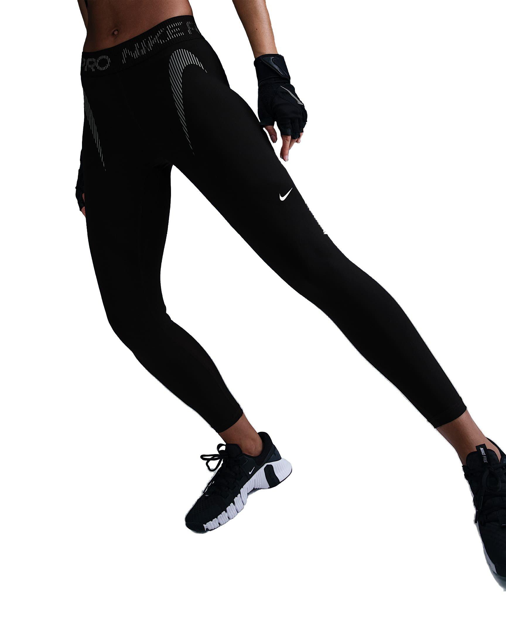 Nike Women's Pro Mid-Rise 7/8 Graphic Leggings - Black - BLACK