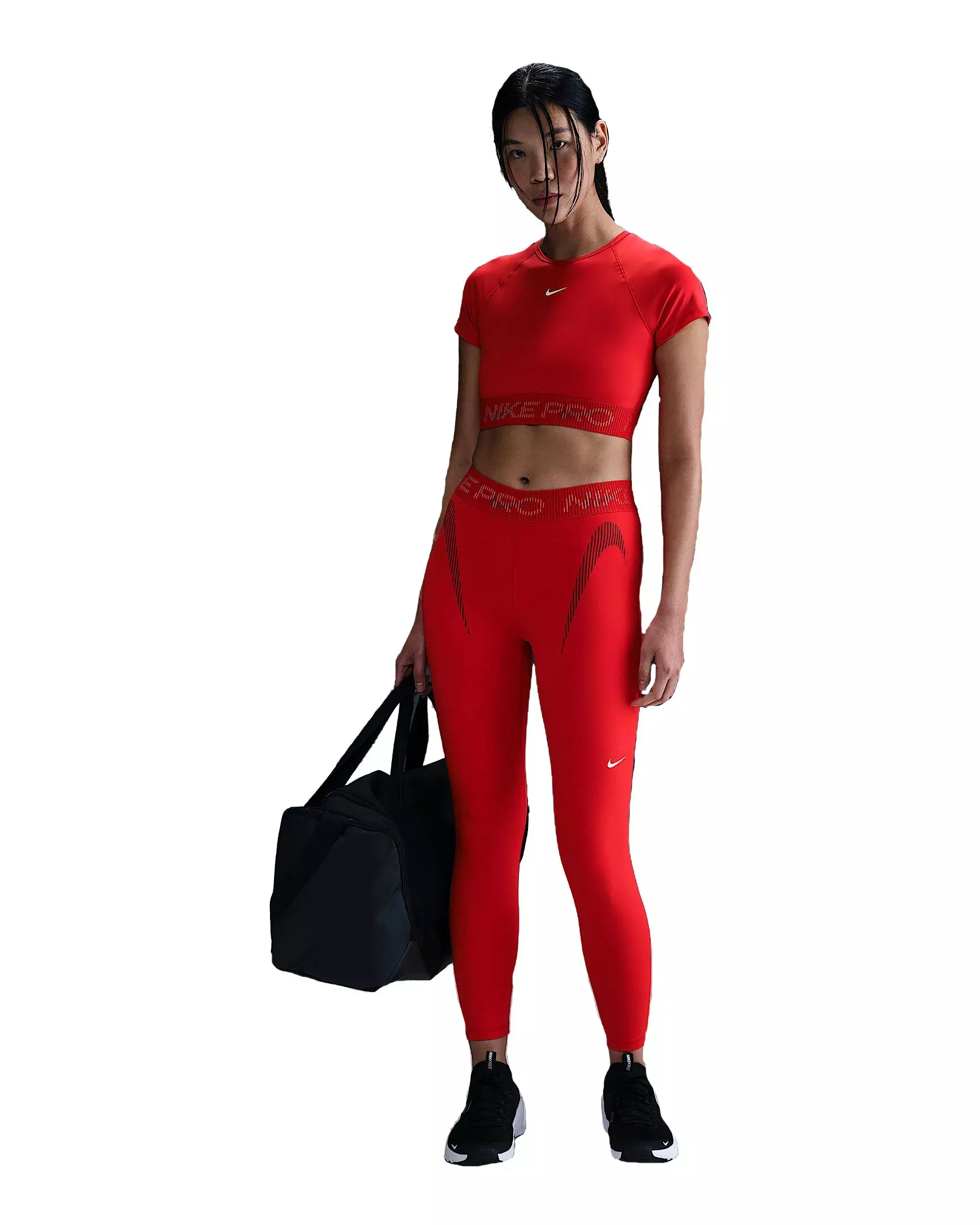 Nike Women's Pro Mid-Rise 7/8 Graphic Leggings - Red - RED