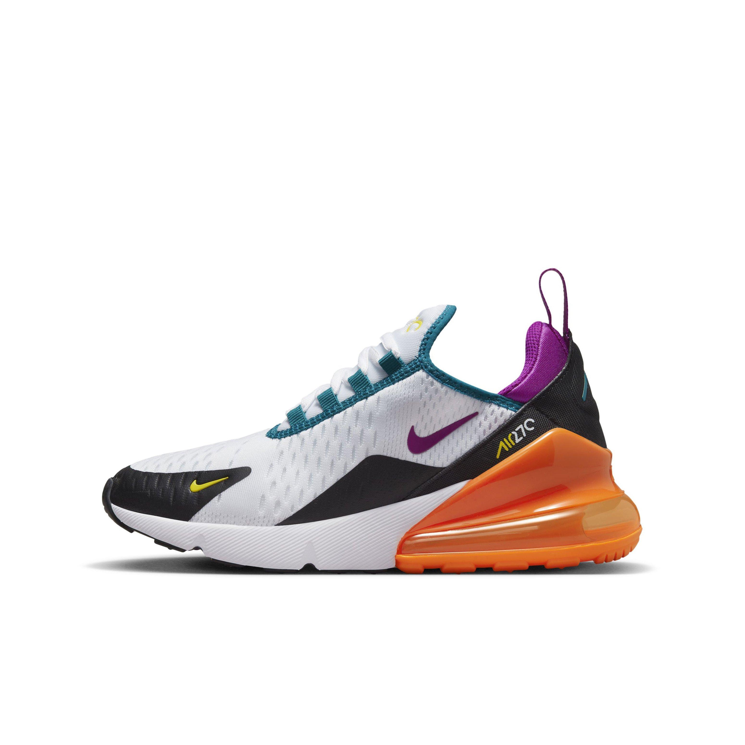 Nike Air Max 270 "White/Black/Total Orange/Vivid Purple" Grade School Girls' Shoe - WHITE/BLACK/ORANGE/PURPLE Thumbnail View 2