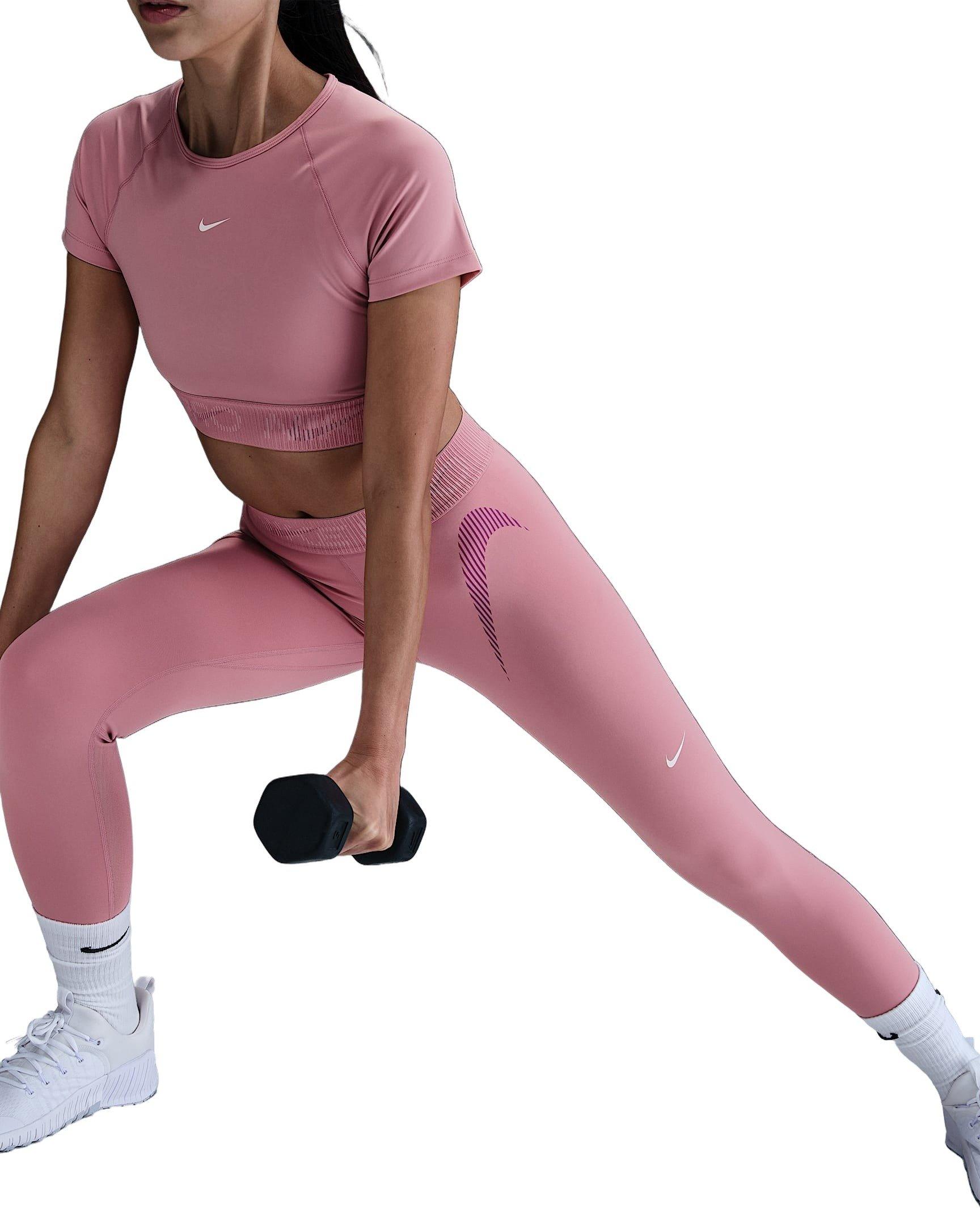 Nike Women's Pro Mid-Rise 7/8 Graphic Leggings - Pink - PINK Thumbnail View 1