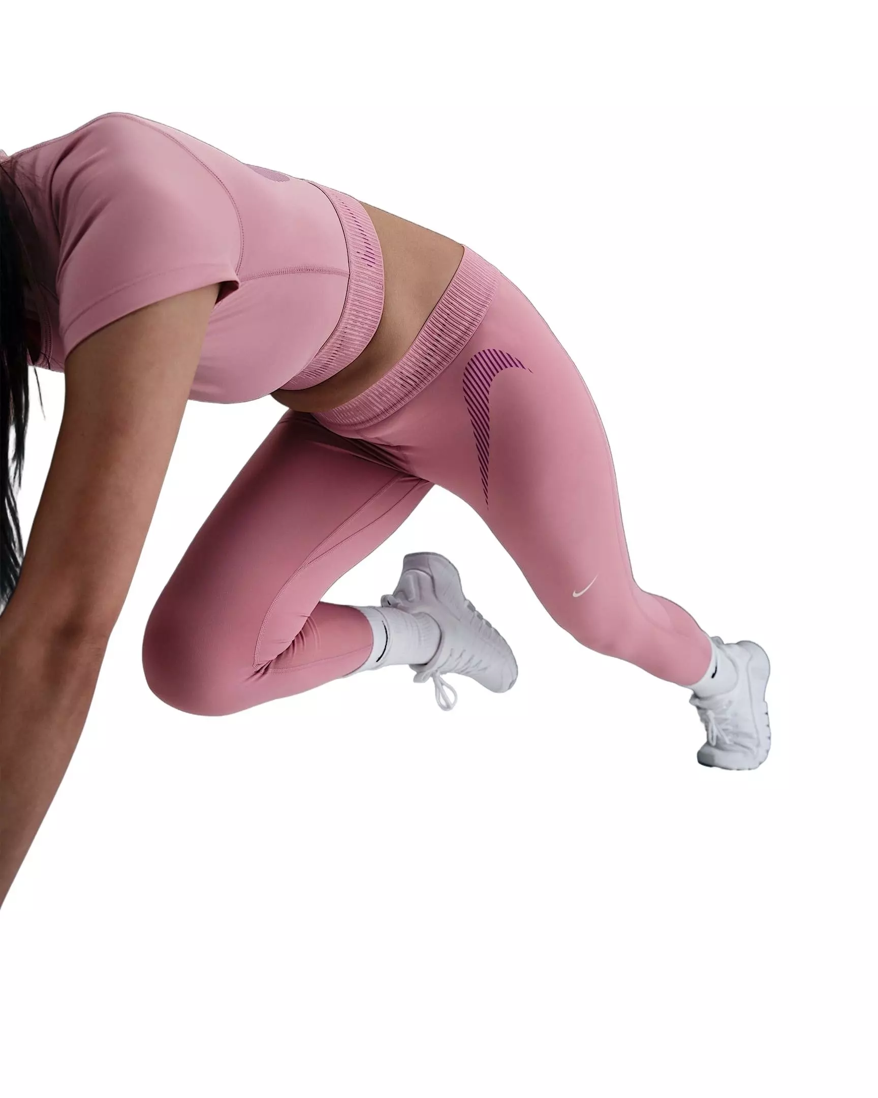 Nike Women's Pro Mid-Rise 7/8 Graphic Leggings - Pink - PINK