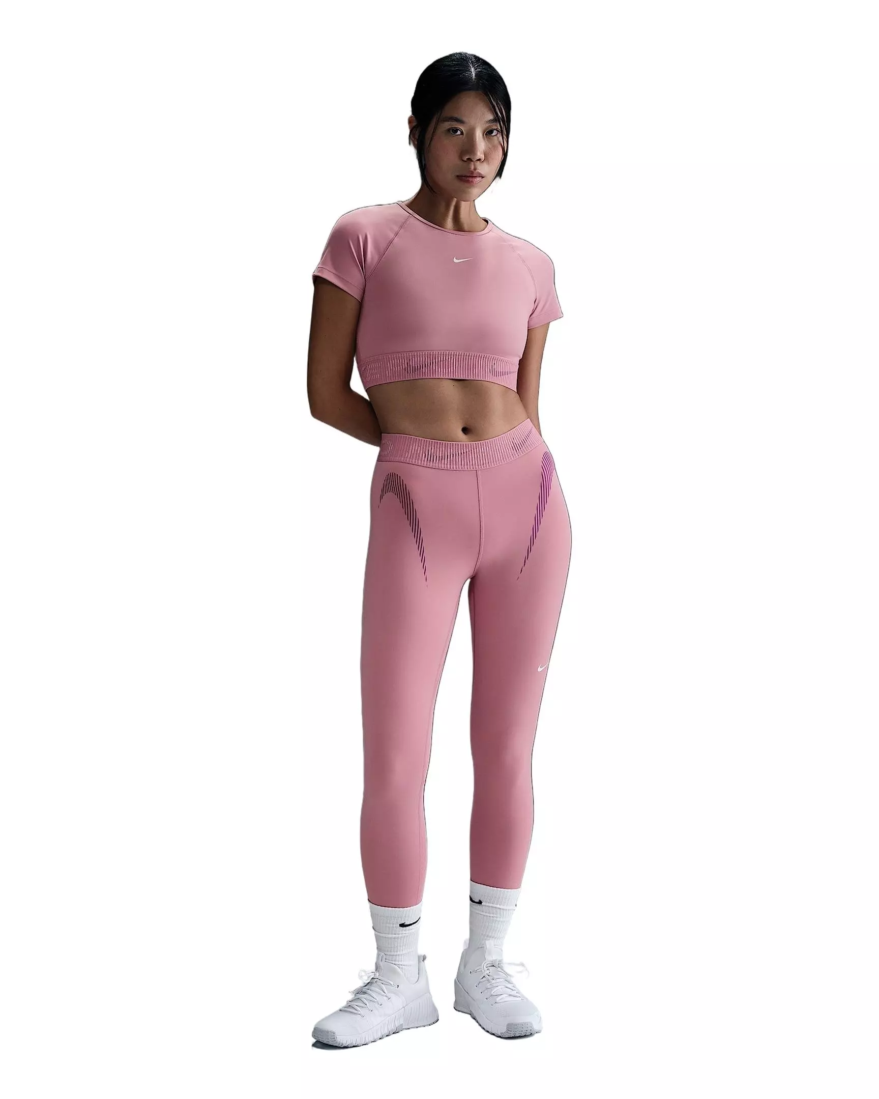 Nike Women's Pro Mid-Rise 7/8 Graphic Leggings - Pink - PINK