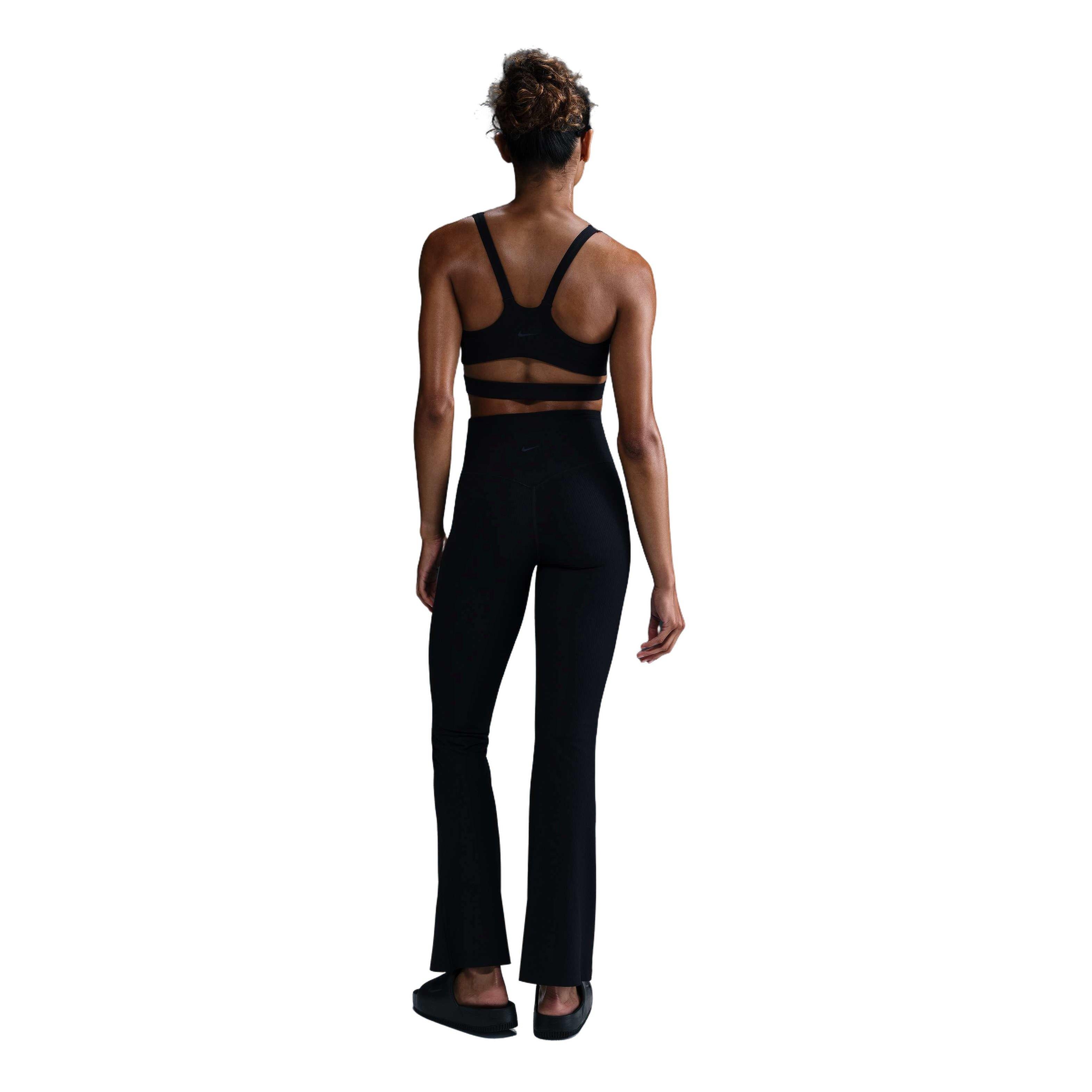 Nike Women's Zenvy Rib Gentle-Support High-Waisted Flared Leggings-Black - BLACK Thumbnail View 4
