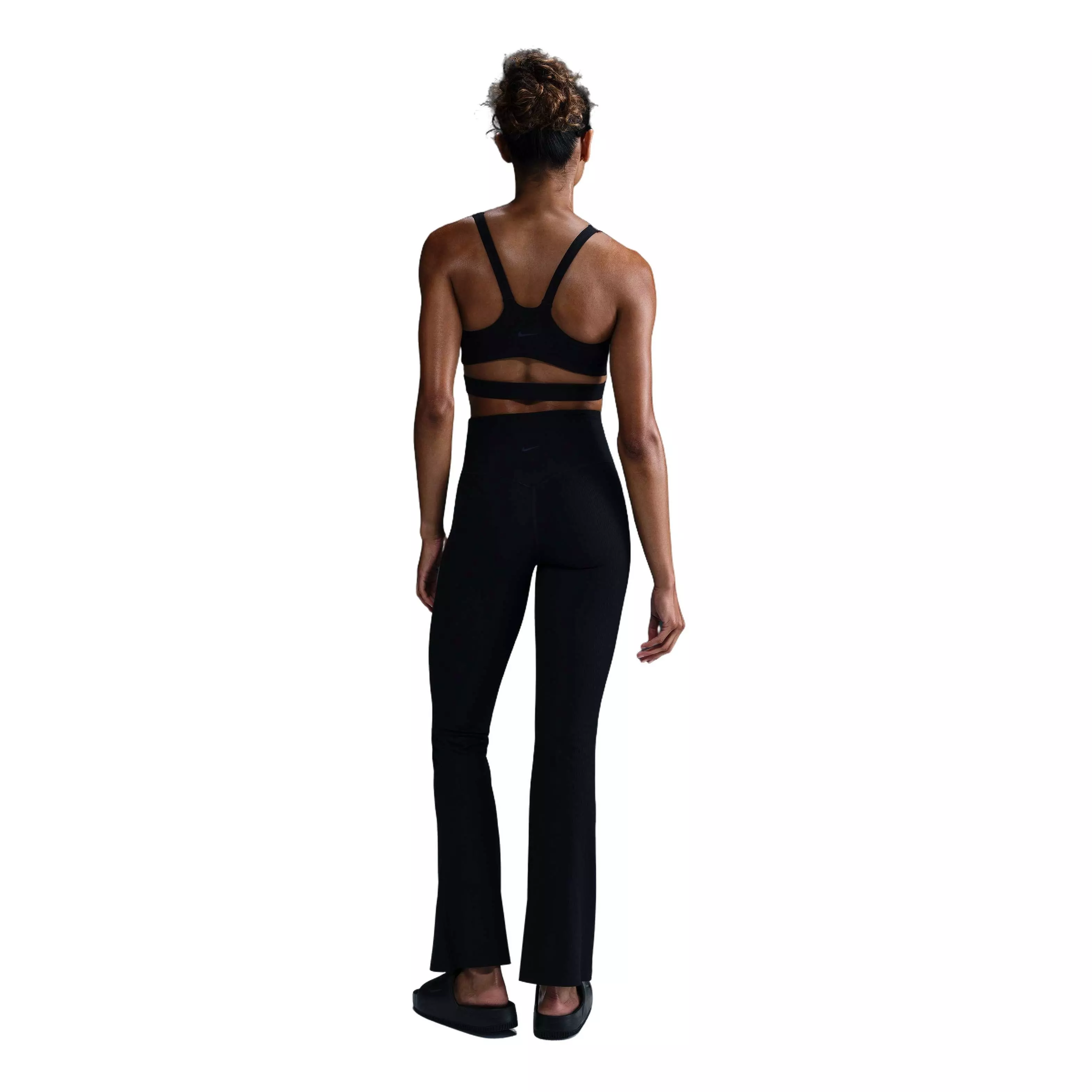 Nike Women's Zenvy Rib Gentle-Support High-Waisted Flared Leggings-Black - BLACK