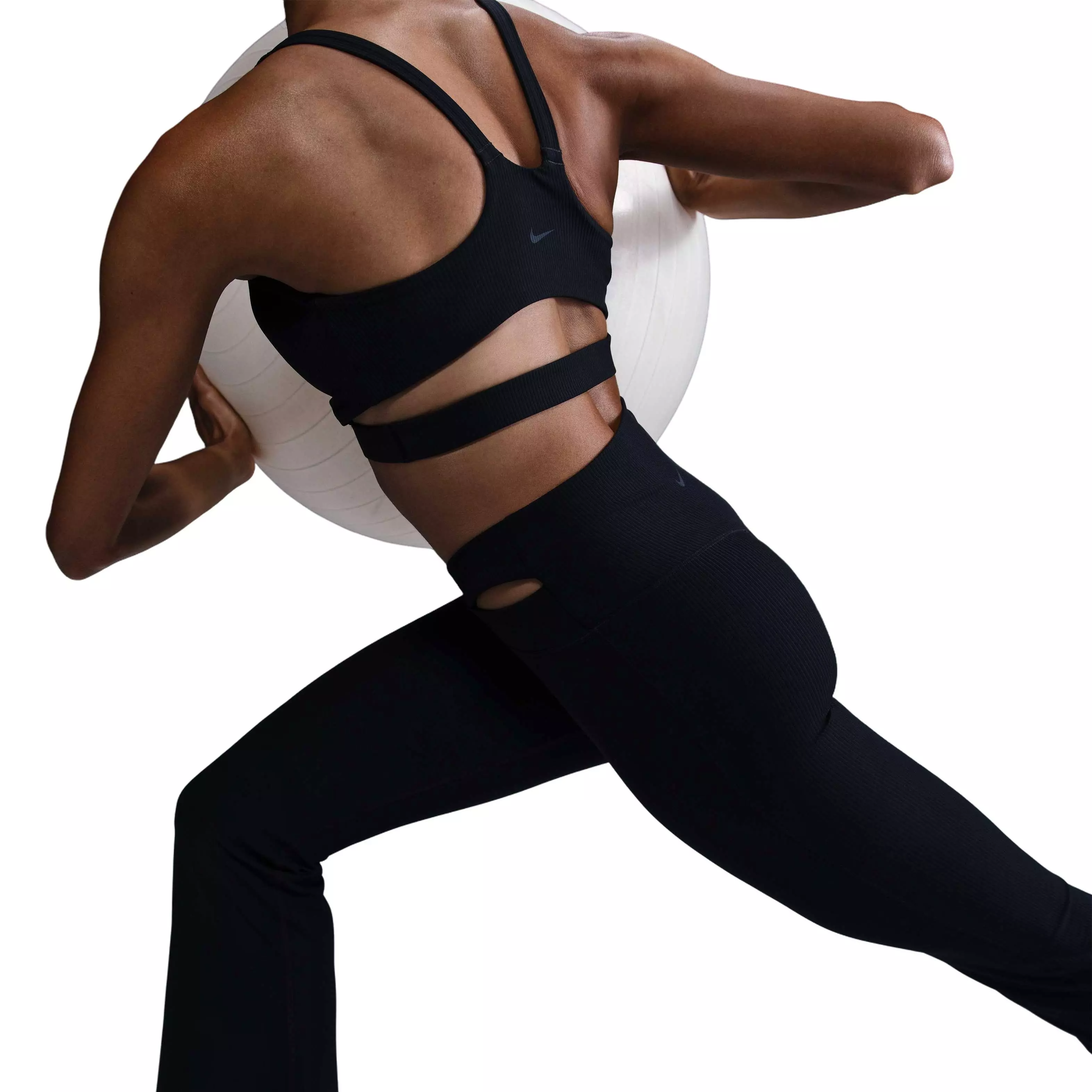 Nike Women's Zenvy Rib Gentle-Support High-Waisted Flared Leggings-Black - BLACK