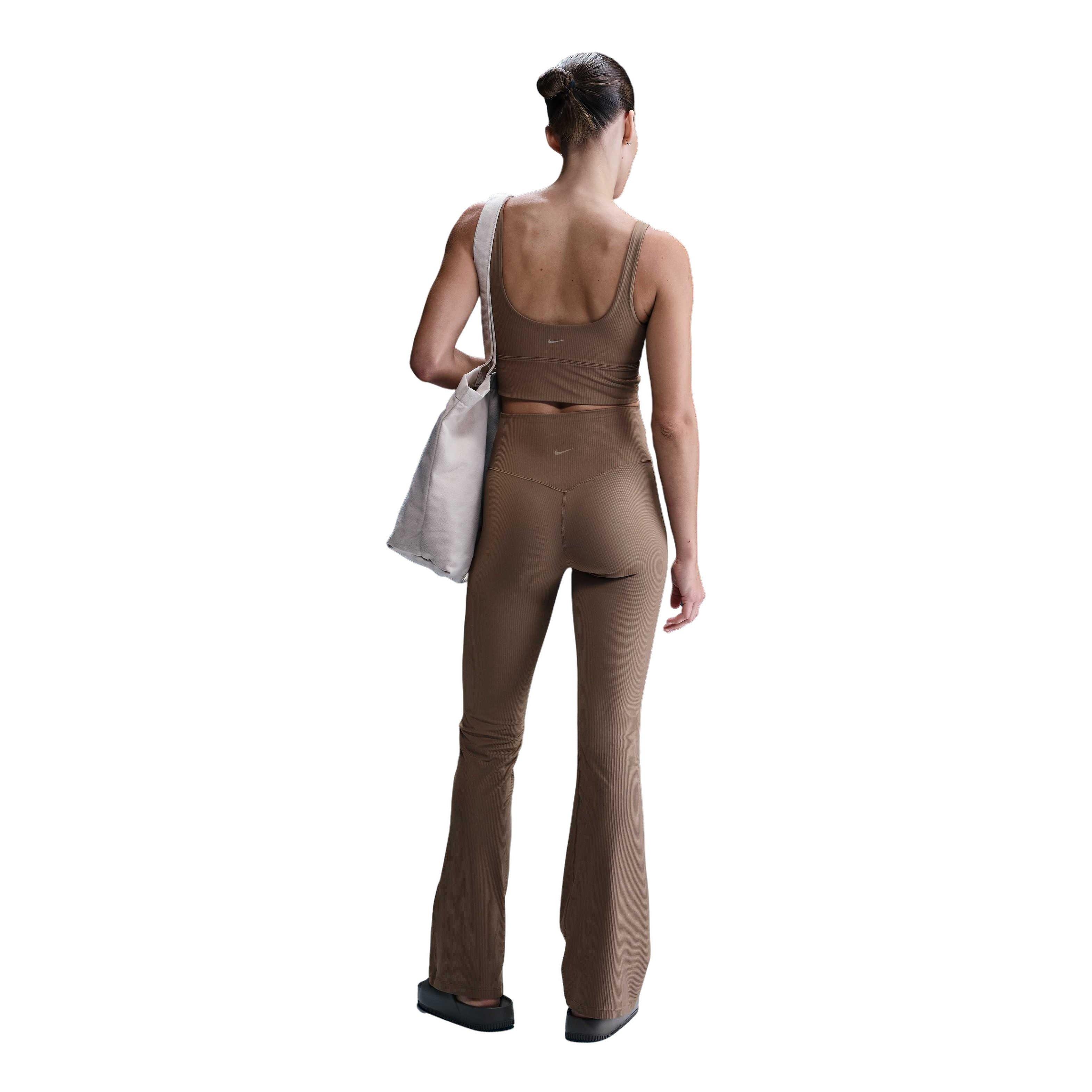Nike Women's Zenvy Rib Gentle-Support High-Waisted Flared Leggings-Brown - BROWN Thumbnail View 2