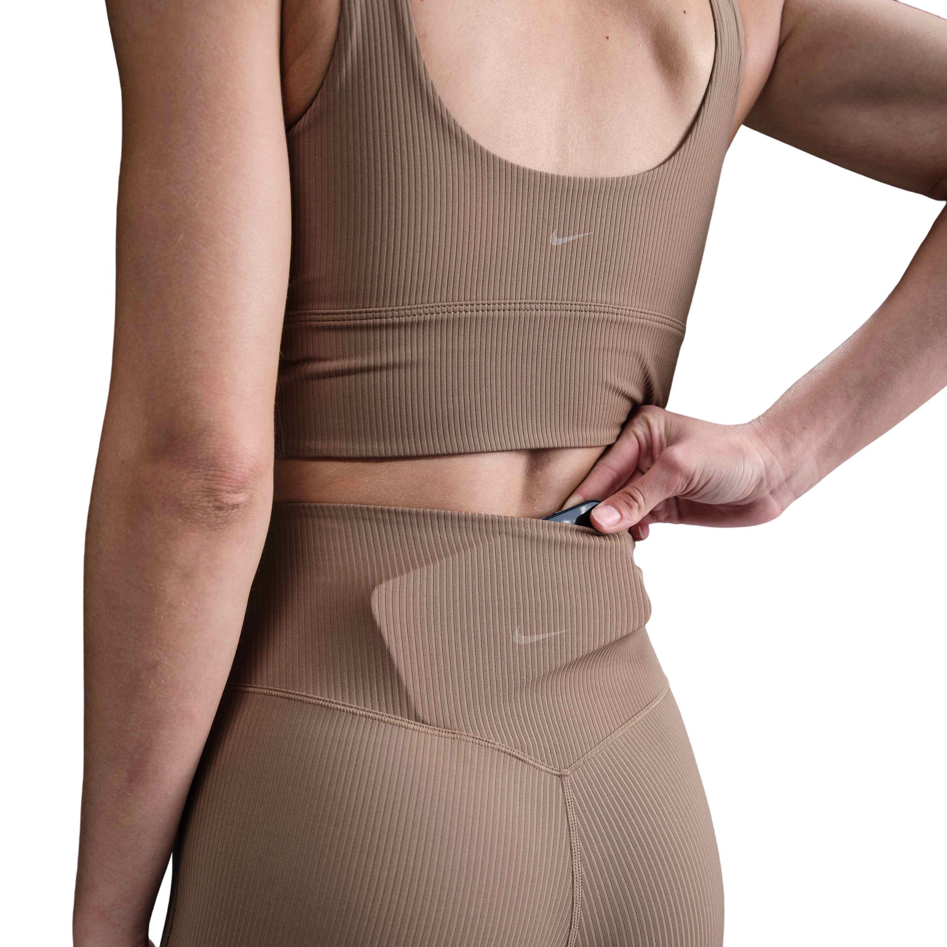 Nike Women's Zenvy Rib Gentle-Support High-Waisted Flared Leggings-Brown - BROWN Thumbnail View 6