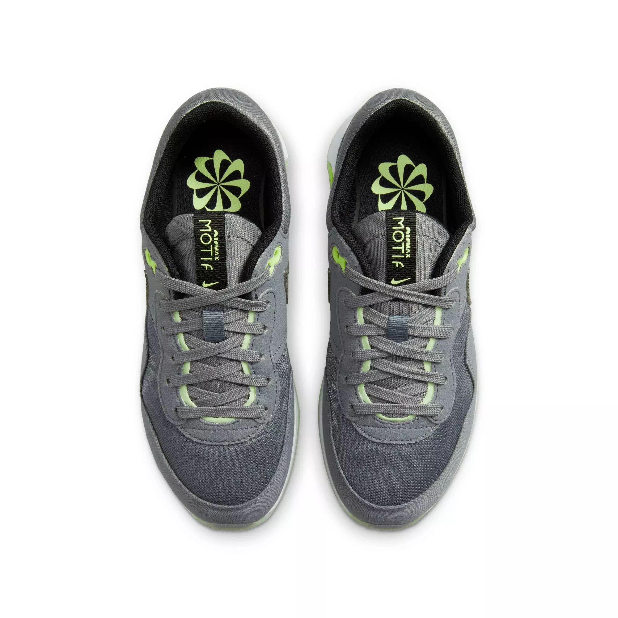 Nike Air Max Motif "Smoke Grey/Black/Barely Volt/Volt" Grade School Boys' Shoe - GREY/BLACK/VOLT/VOLT