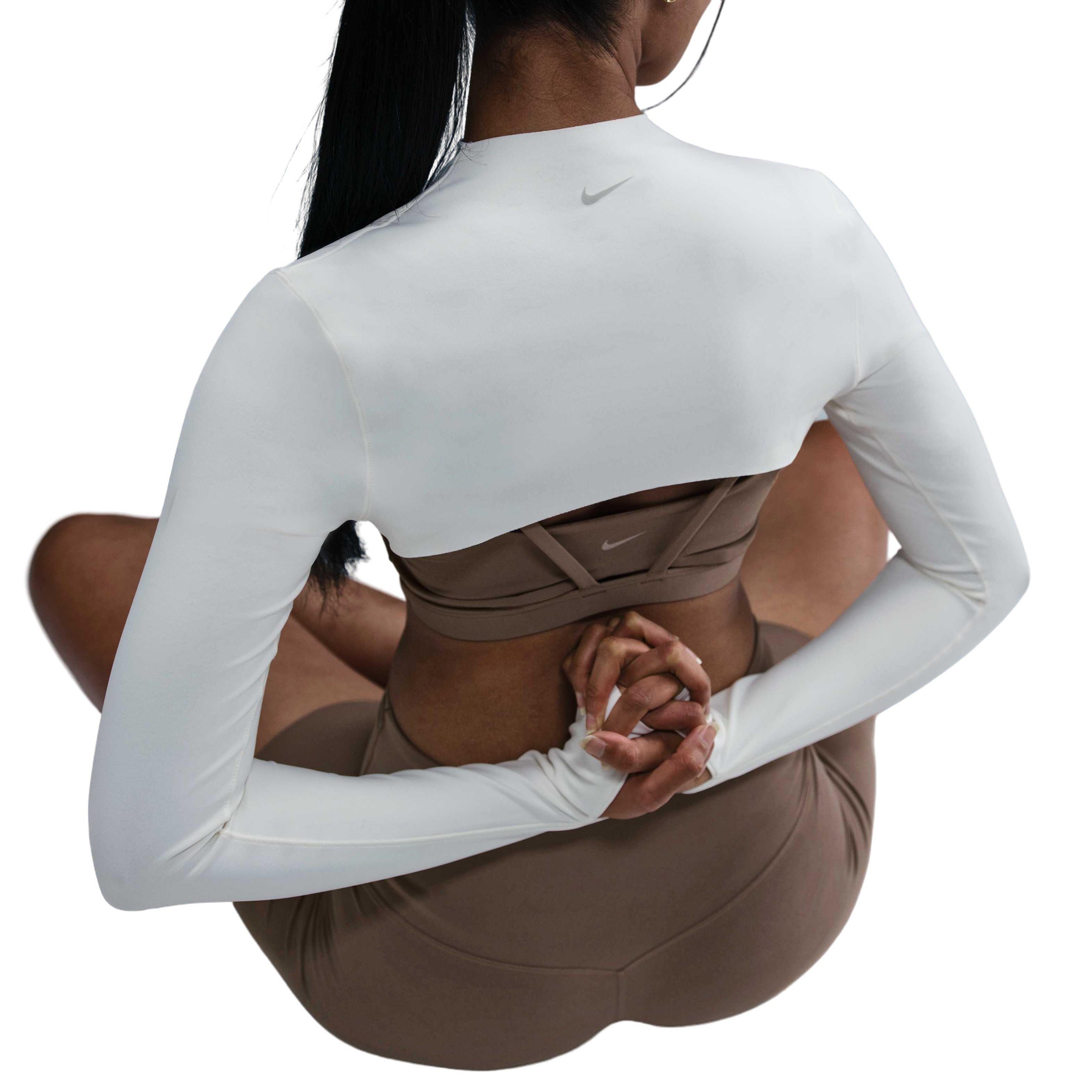 Nike Women's Zenvy Dri-FIT Long-Sleeve Shrug Top-White - WHITE Thumbnail View 2