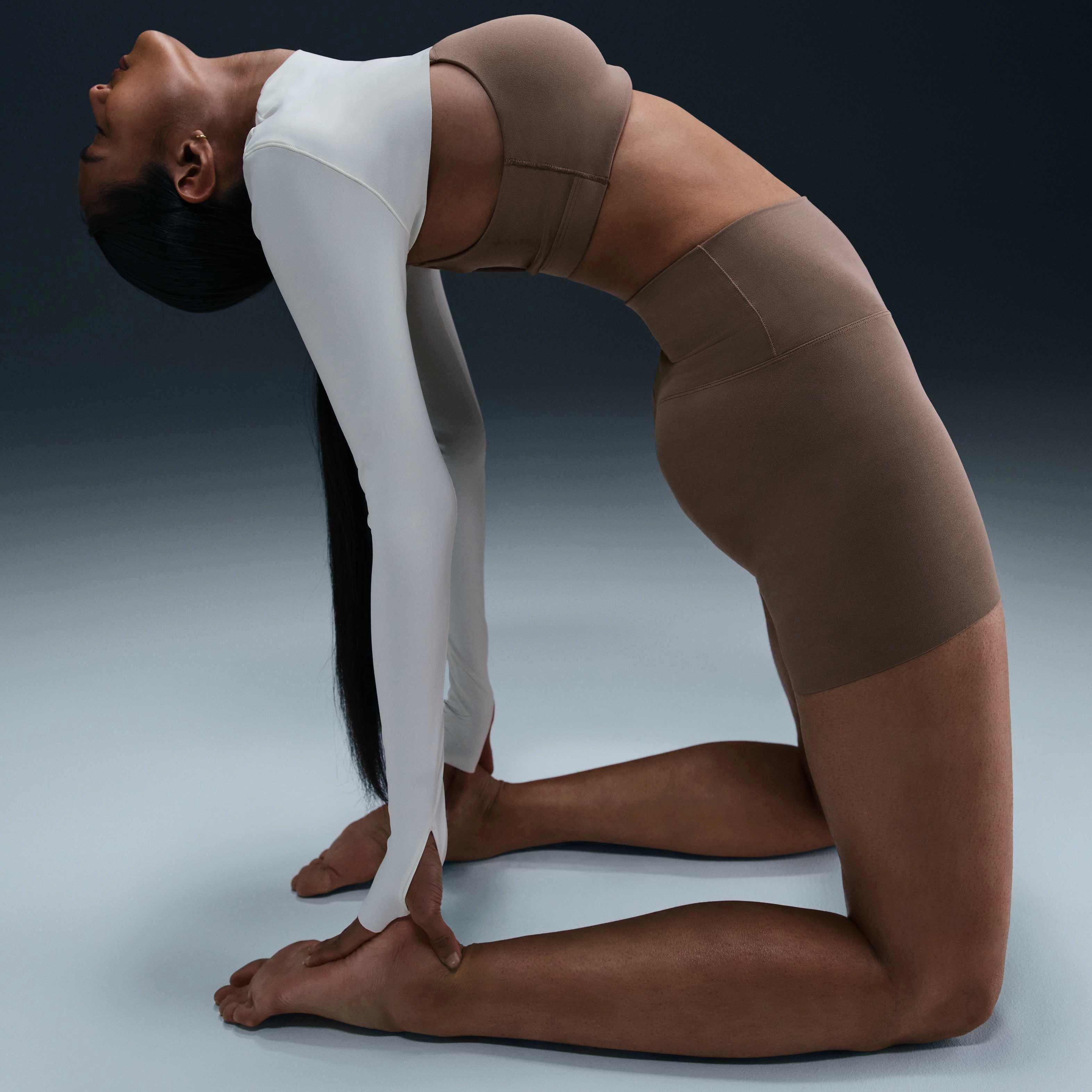 Nike Women's Zenvy Dri-FIT Long-Sleeve Shrug Top-White - WHITE Thumbnail View 3