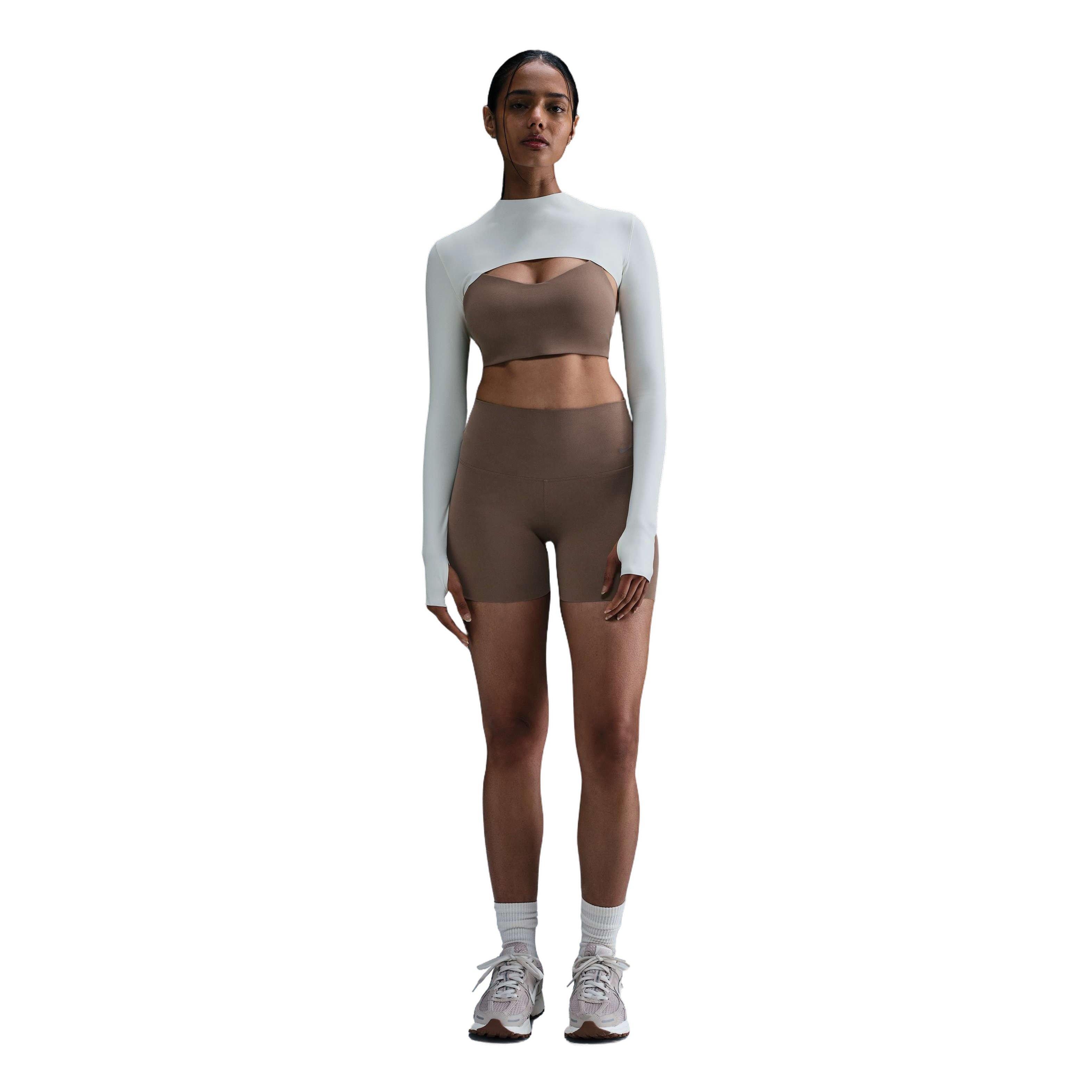 Nike Women's Zenvy Dri-FIT Long-Sleeve Shrug Top-White - WHITE Thumbnail View 4