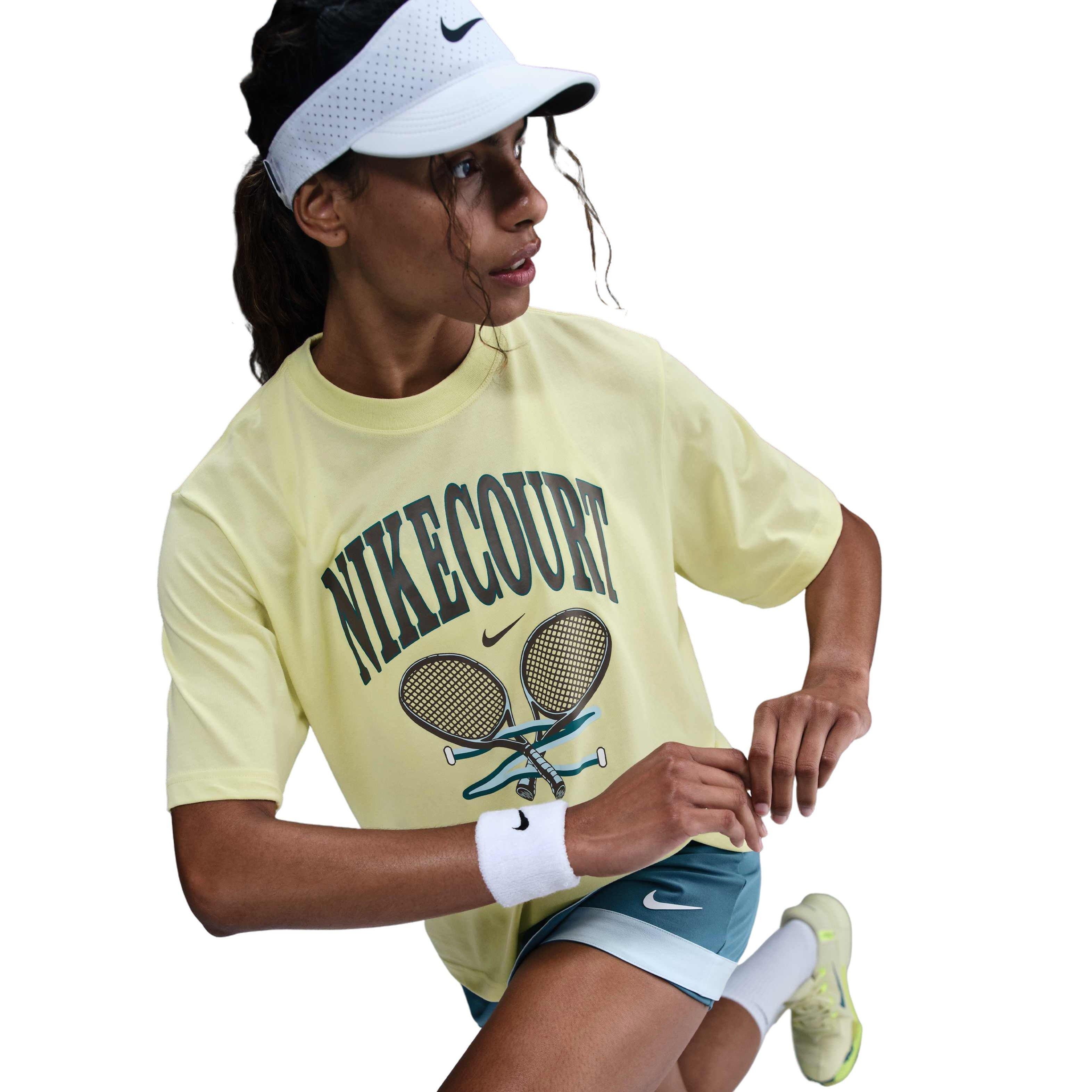 Nike Women's Slam Dri-FIT Short-Sleeve T-Shirt-Yellow - GREEN Thumbnail View 3