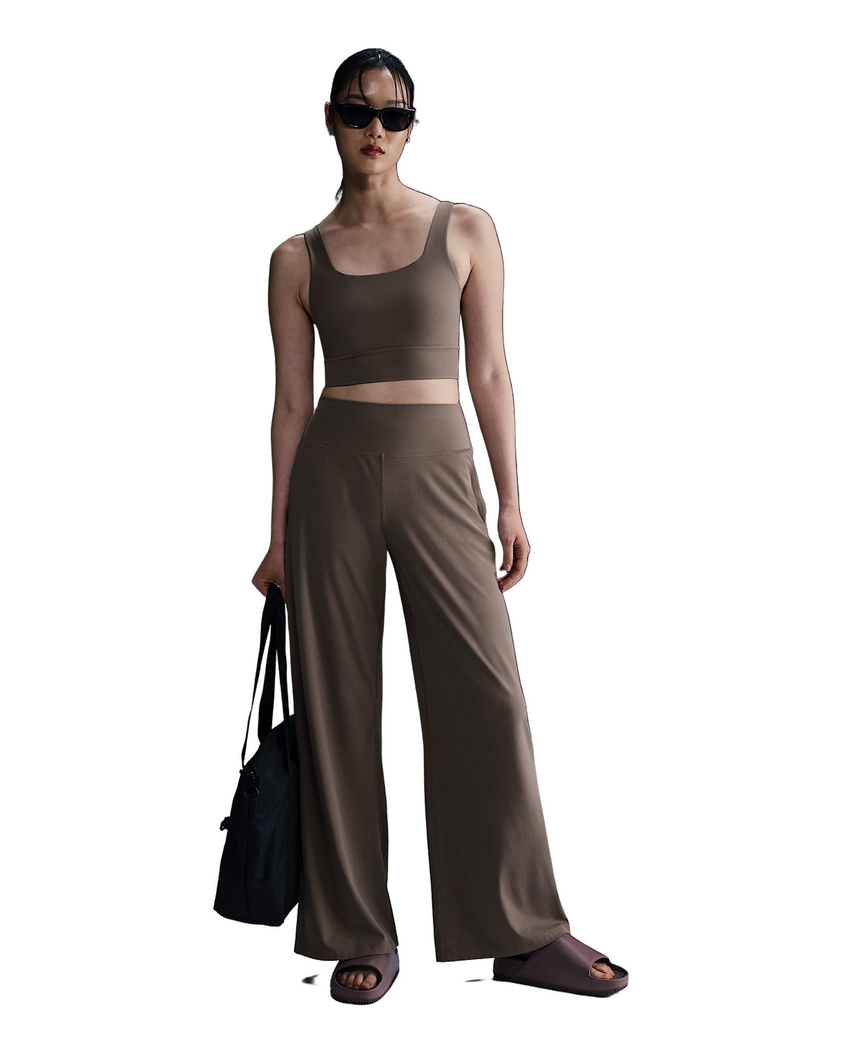 Nike Zenvy Dri-FIT High-Waisted Wide-Leg Women's Brown Pants